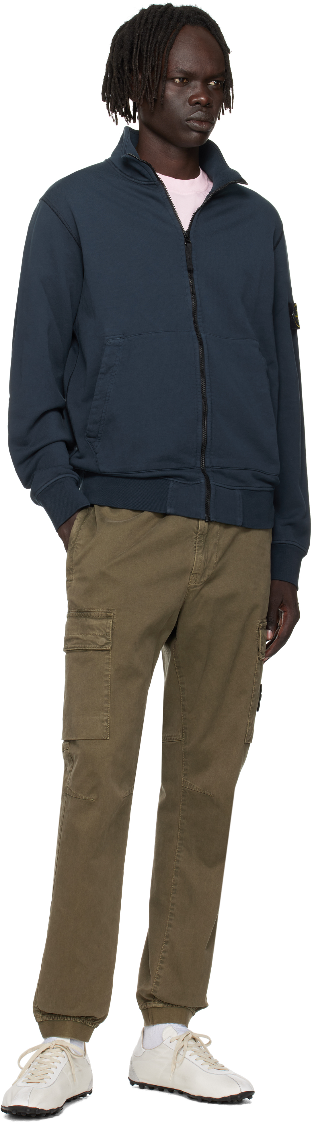 Stone Island Green 3100033 Stretch Organic Broken Twill Cotton Cargo Pants In Brown