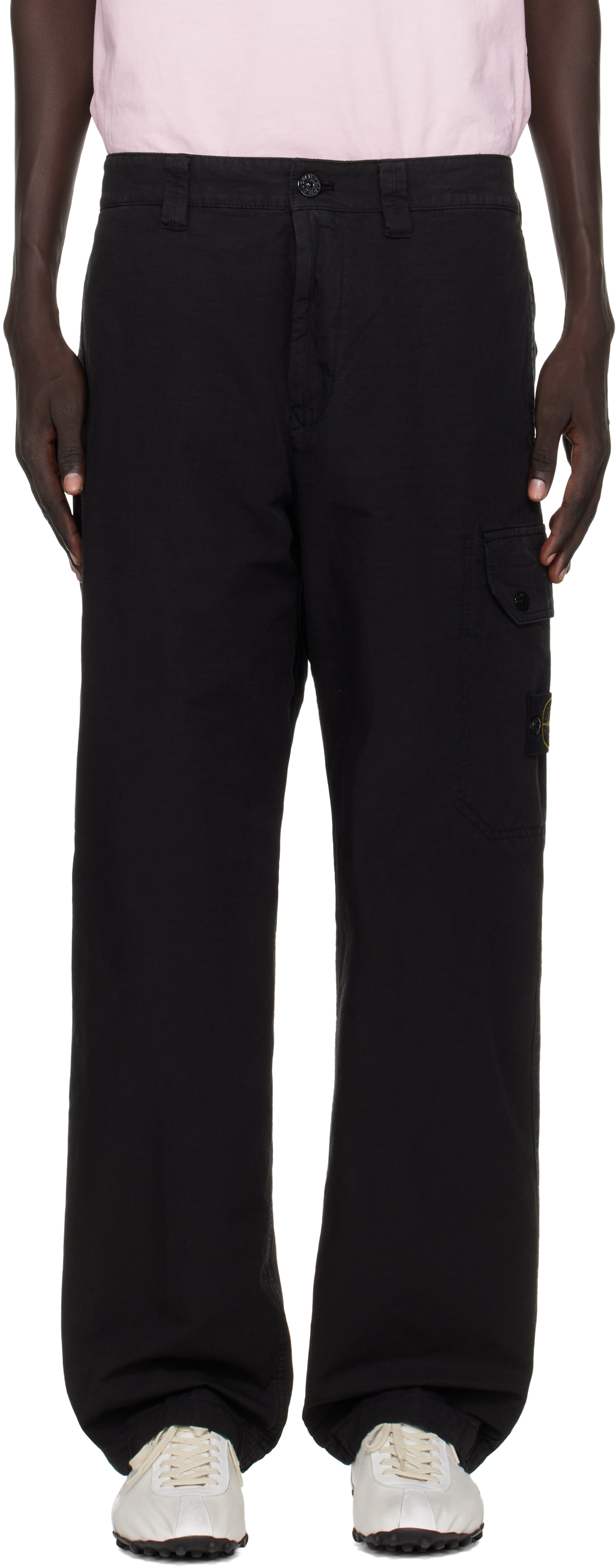 Stone Island: Black 3100011 Organic Cotton Ripstop Cargo Pants