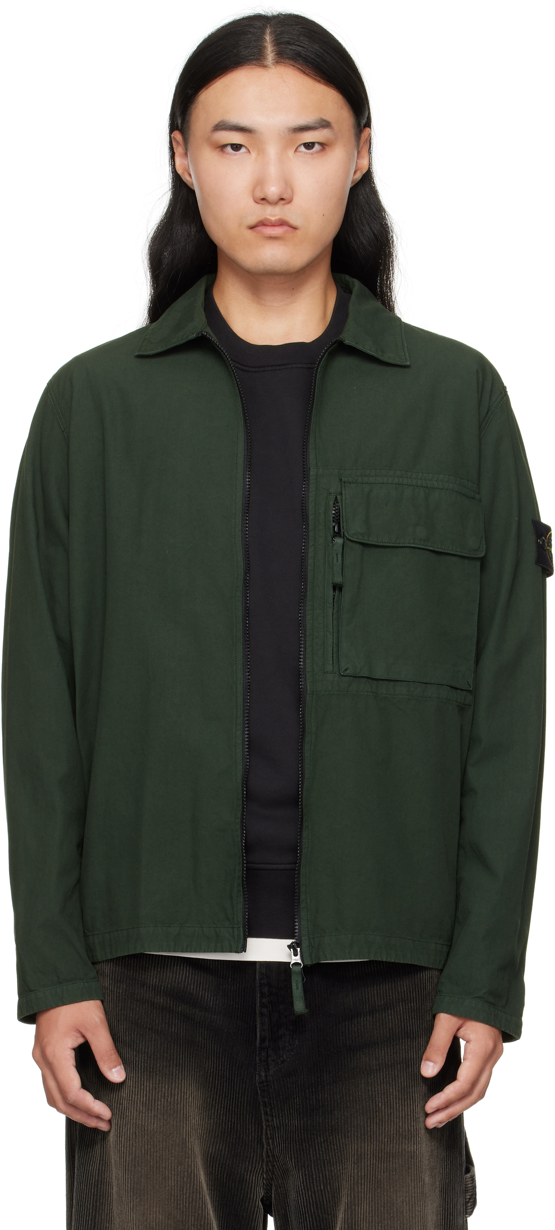Stone Island Green 1200004 Canvas Weave Cotton Jacket | Smart Closet