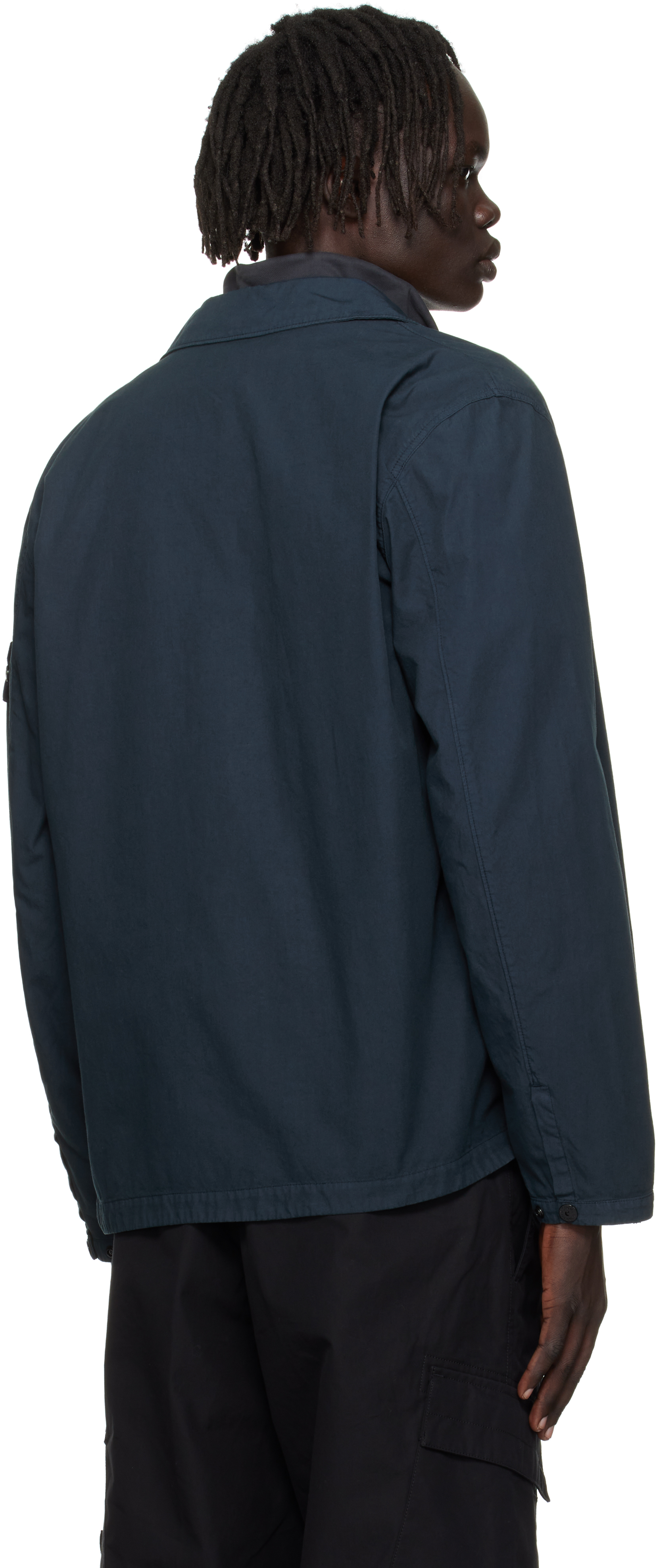 Stone Island Navy 1200004 Canvas Weave Cotton Overshirt In Blue