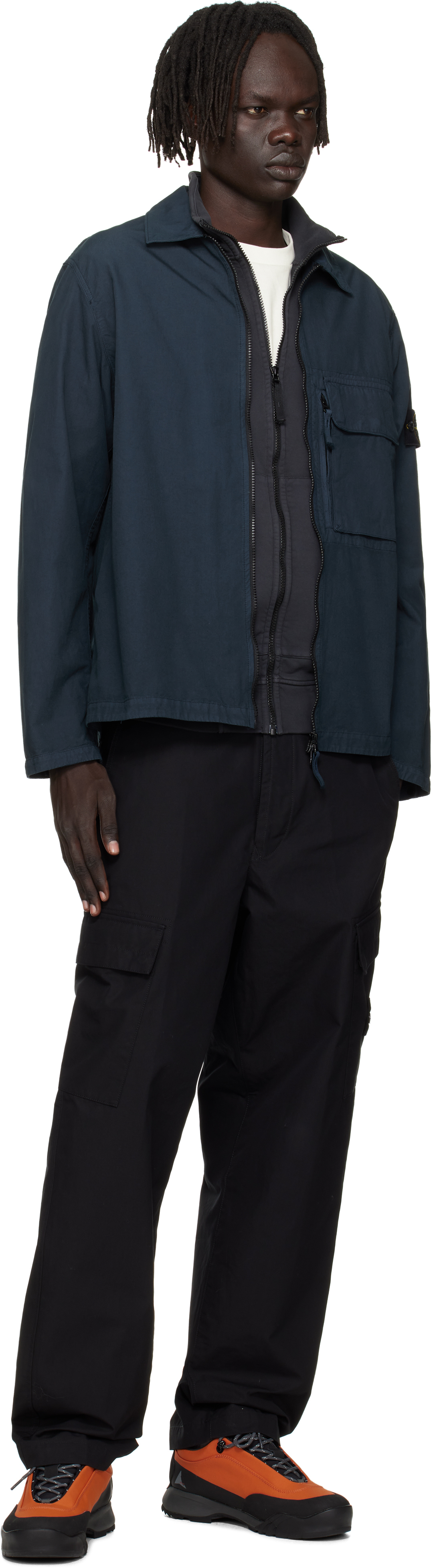 Stone Island Navy 1200004 Canvas Weave Cotton Overshirt In Blue