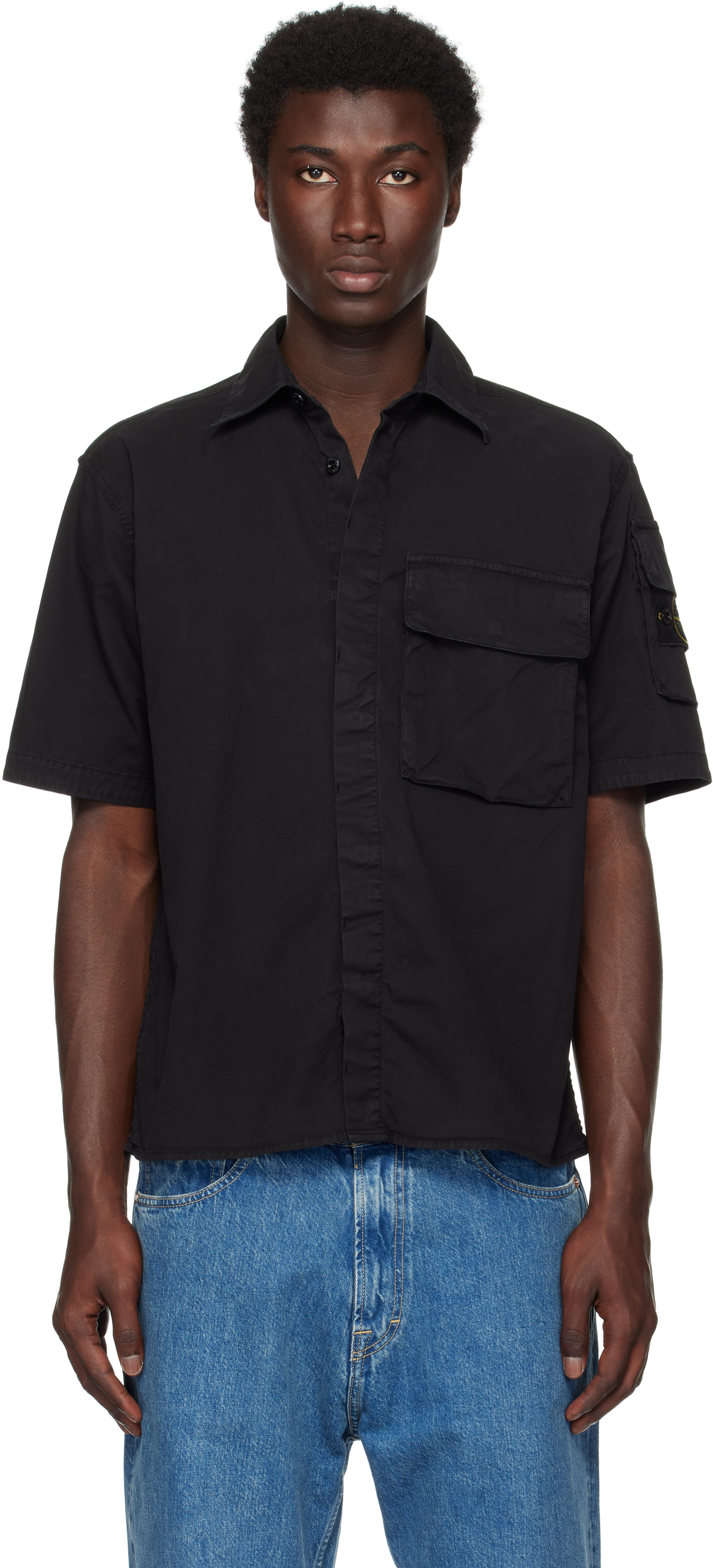 Stone Island: ブラック 1100007 SUPIMA® Stretch-TC シャツ