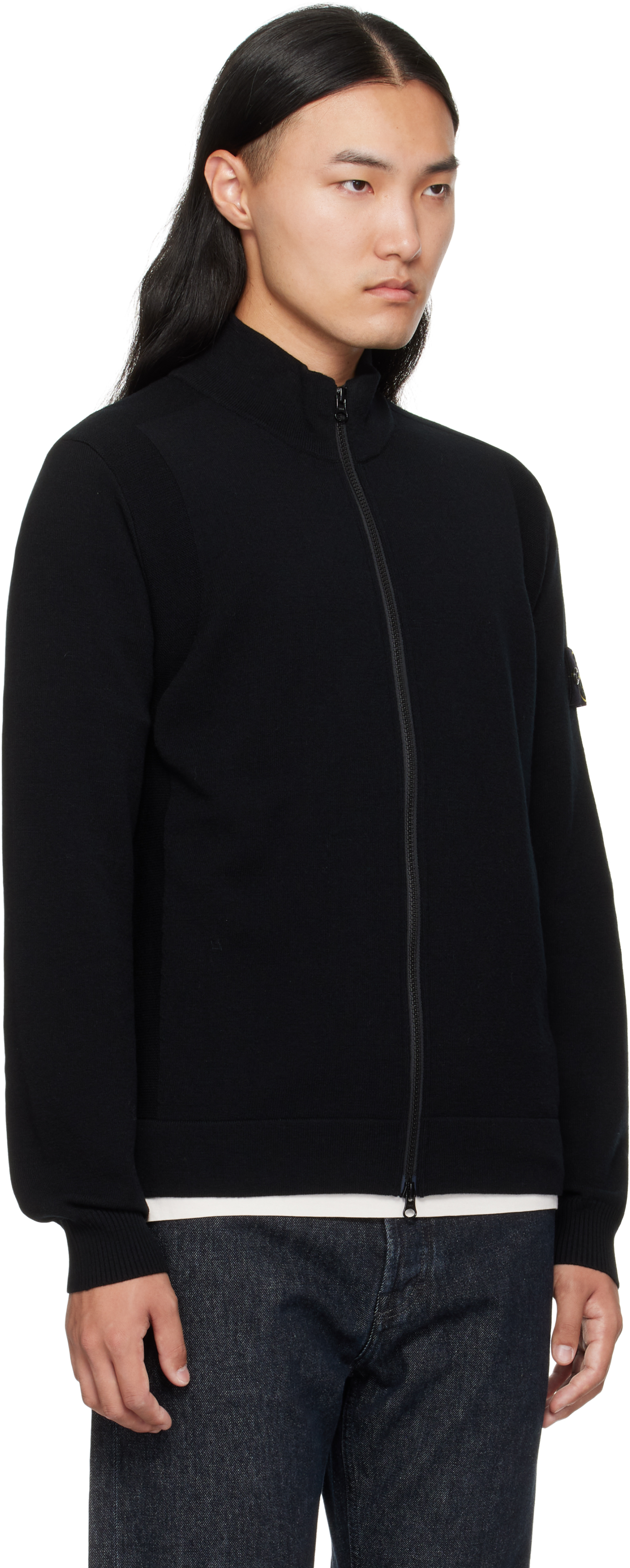 Stone Island Black 5100062 Stretch Rws Wool Sweatshirt In Black