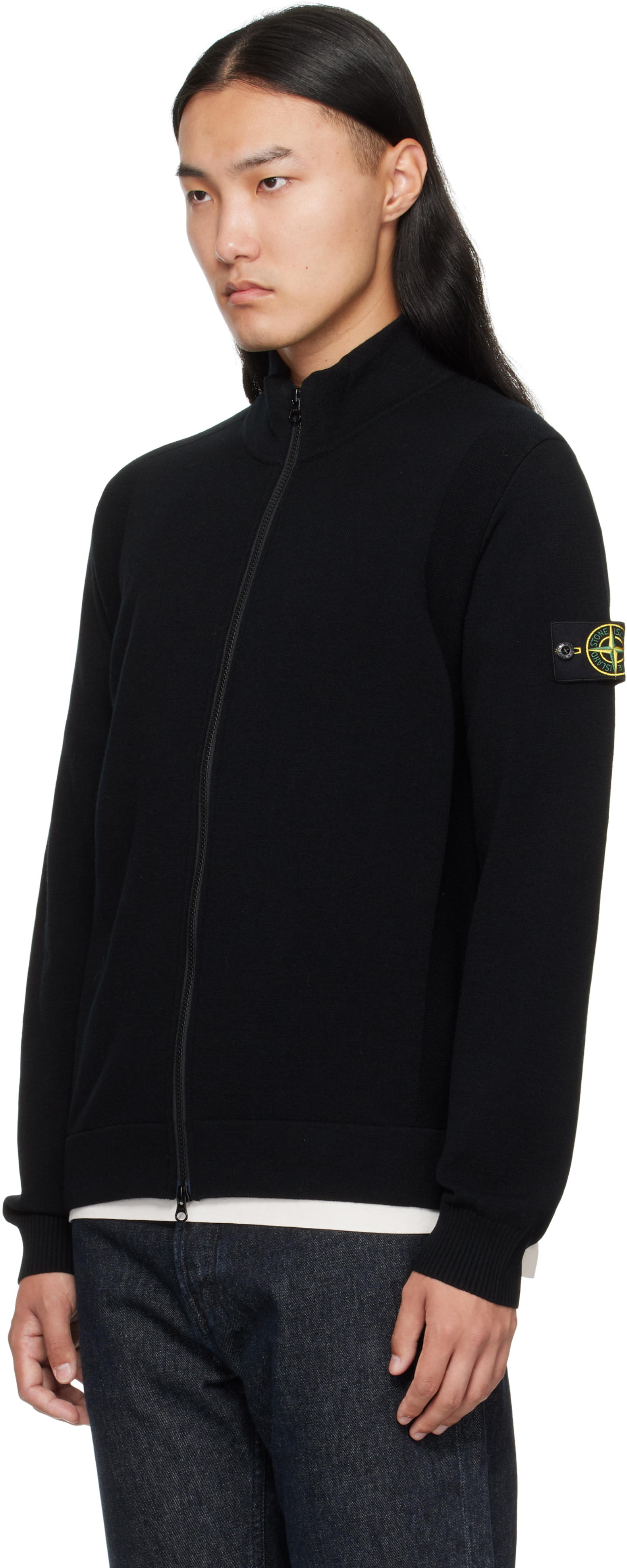 Stone Island Black 5100062 Stretch Rws Wool Sweatshirt In Black