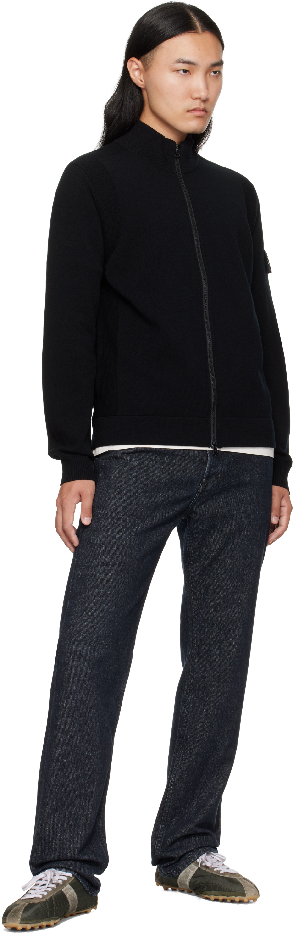 Stone Island Black 5100062 Stretch Rws Wool Sweatshirt In Black