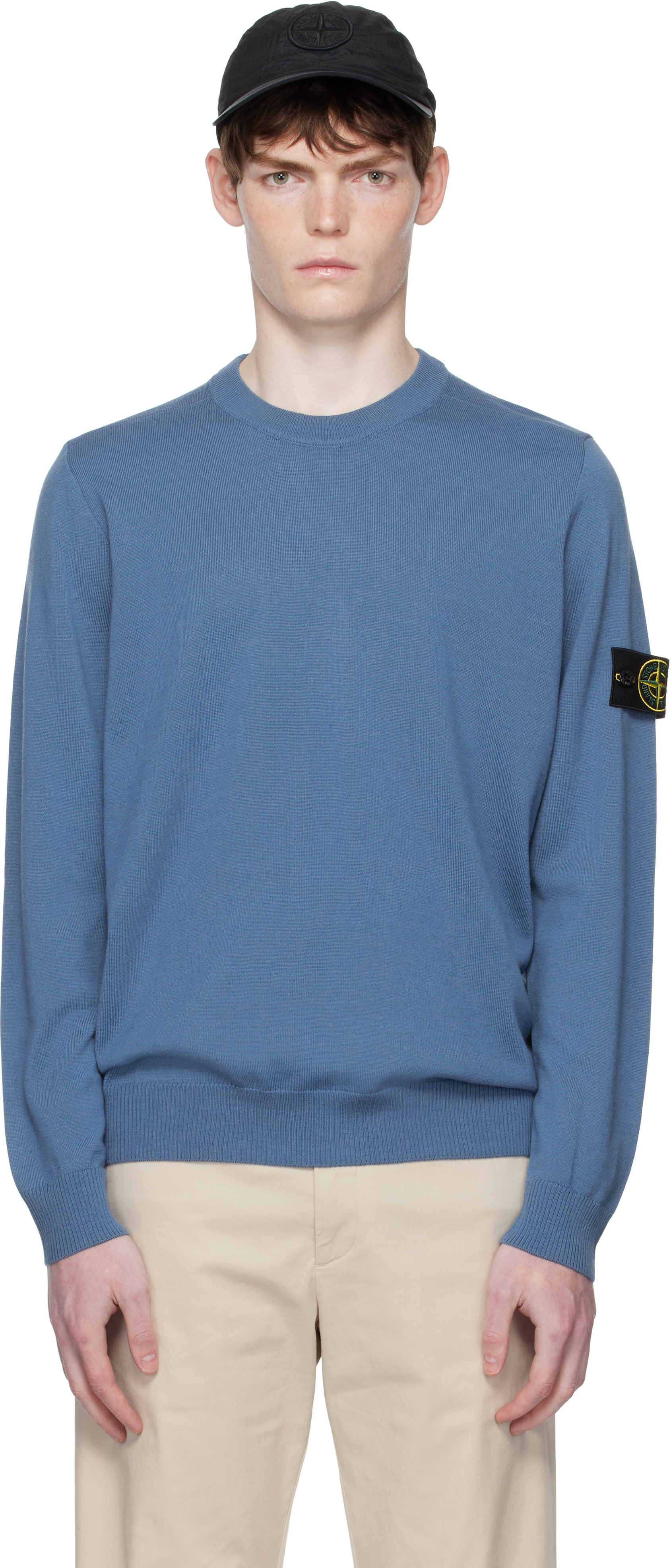 Stone Island: Blue 5100071 Light RWS Pure Wool Sweater | SSENSE