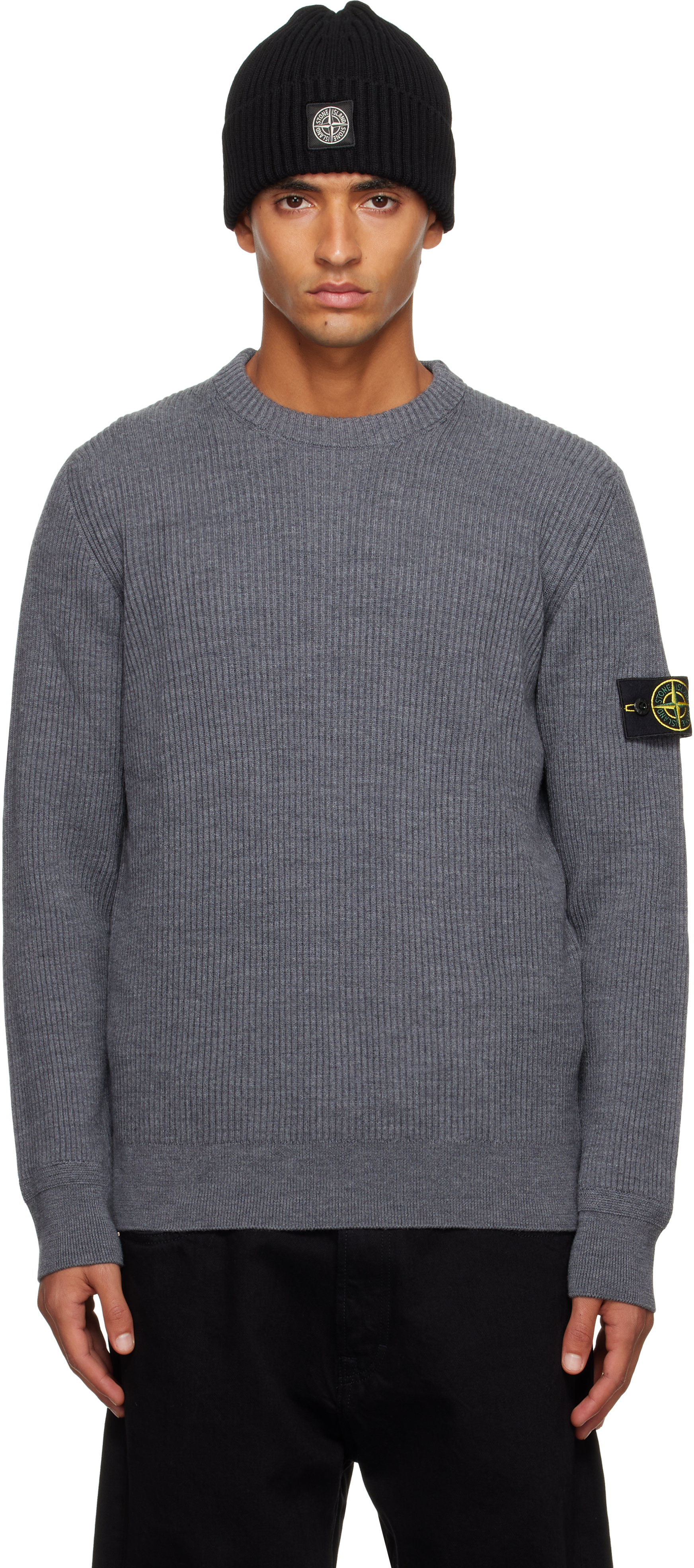 Stone Island: グレー 5100053 フルリブ セーター | SSENSE 日本