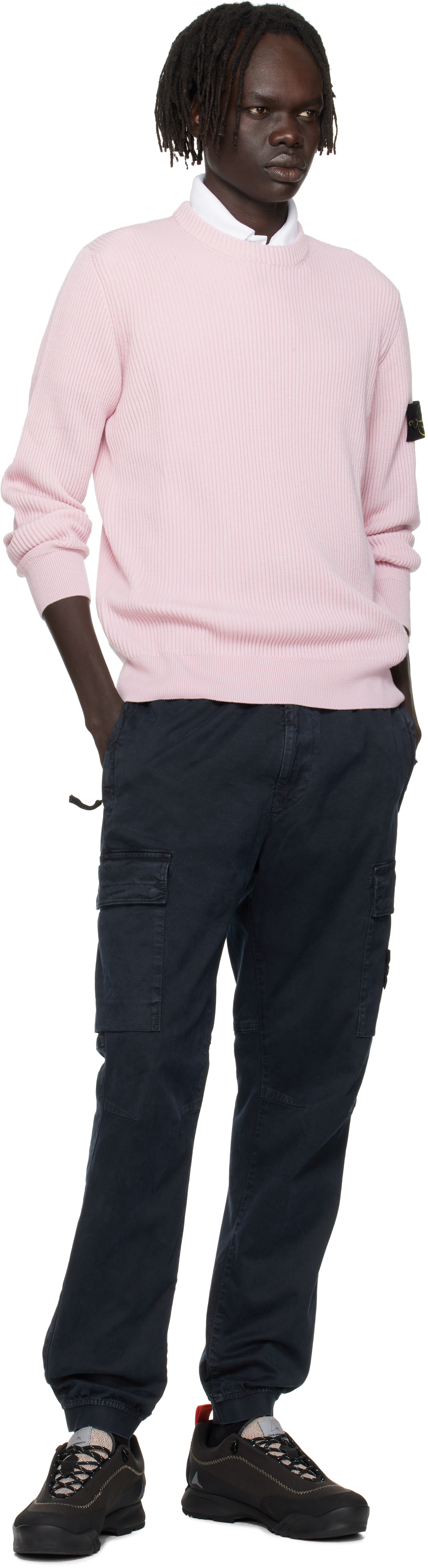 Stone Island Pink 5100053 Full Rib Rws Wool Sweater In Pink