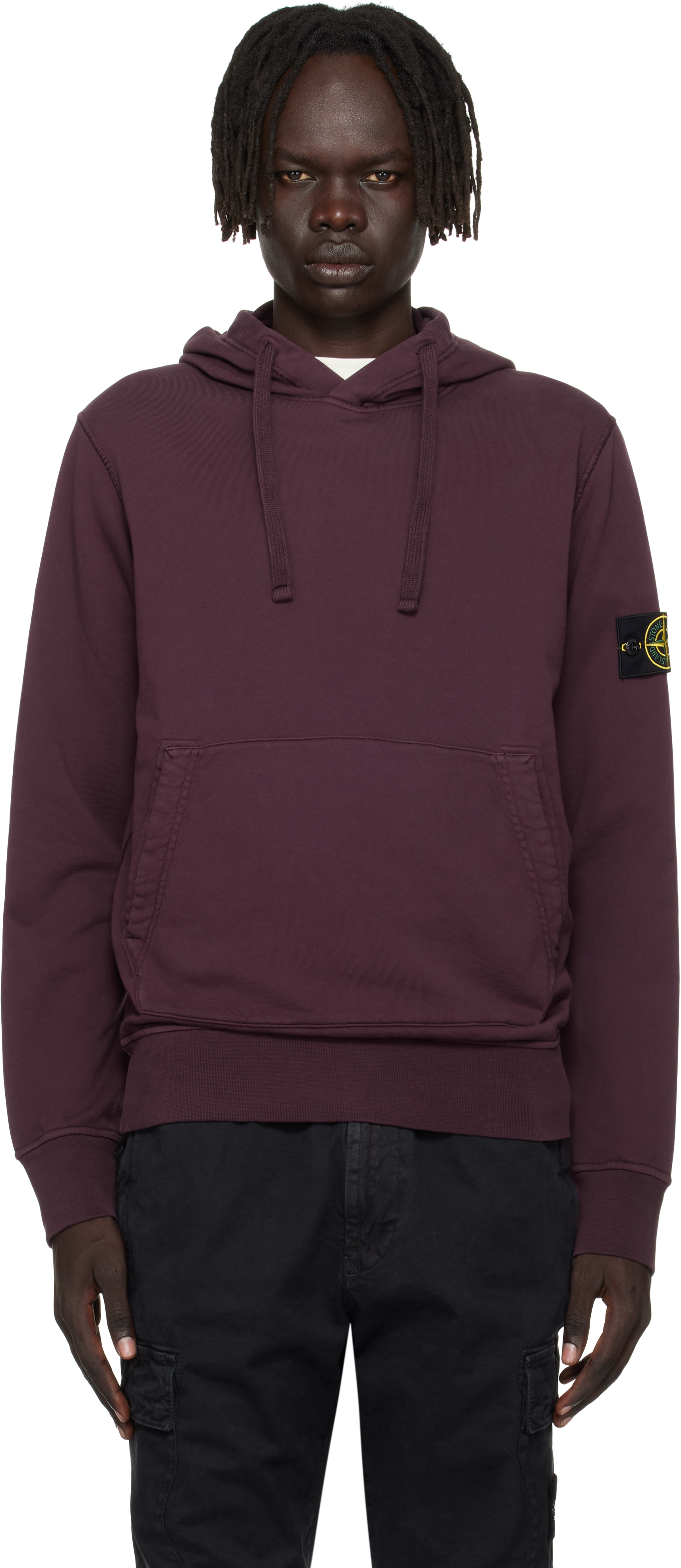 Purple 6100062 Organic Cotton Fleece Hoodie by Stone Island on Sale