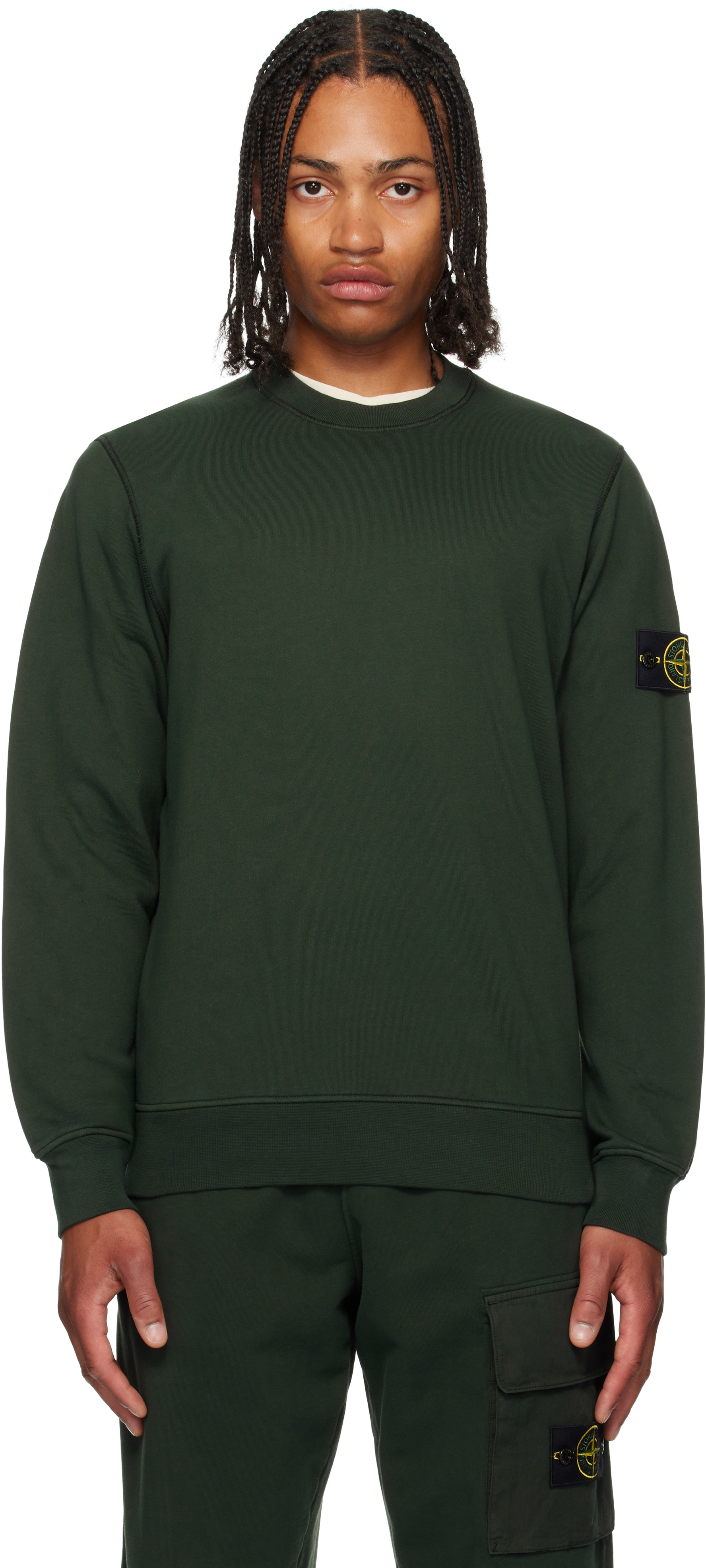 Stone Island: Green 6100060 Organic Cotton Fleece Sweatshirt