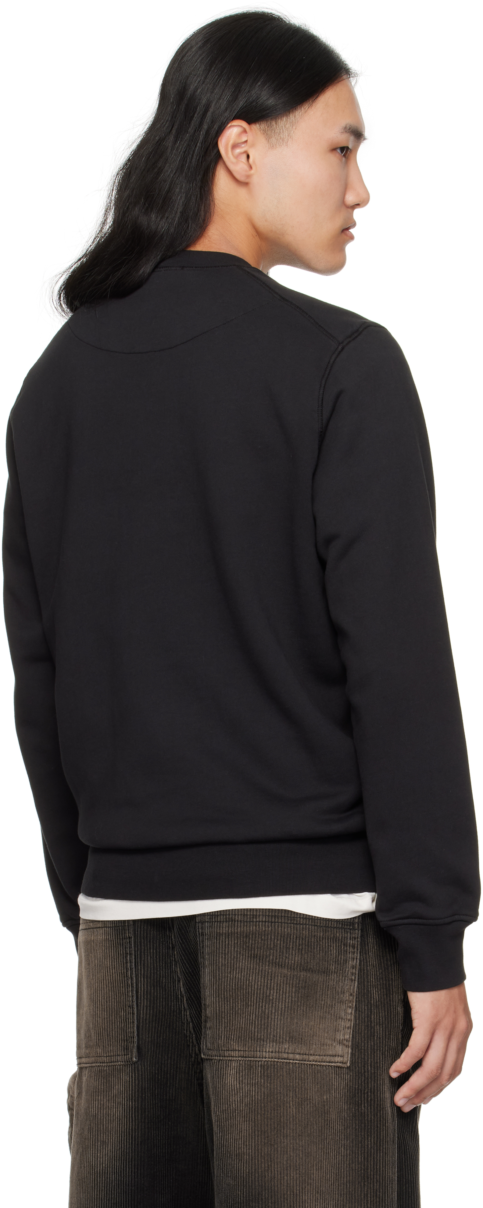 Stone Island Classic Round-neck Sweatshirt With Ribbed Cuffs In Black