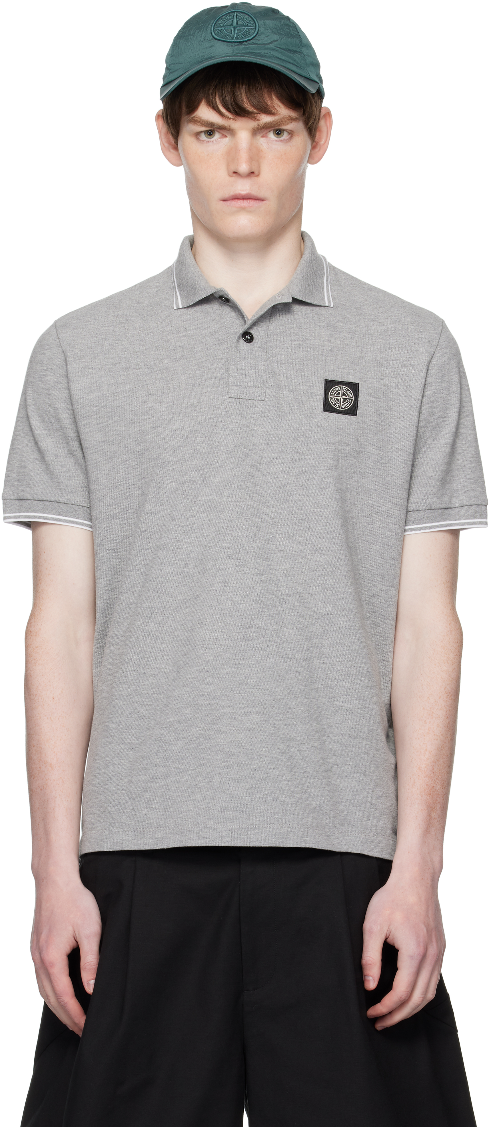 Stone Island: グレー 2200007 Organic Cotton ポロシャツ | SSENSE 日本