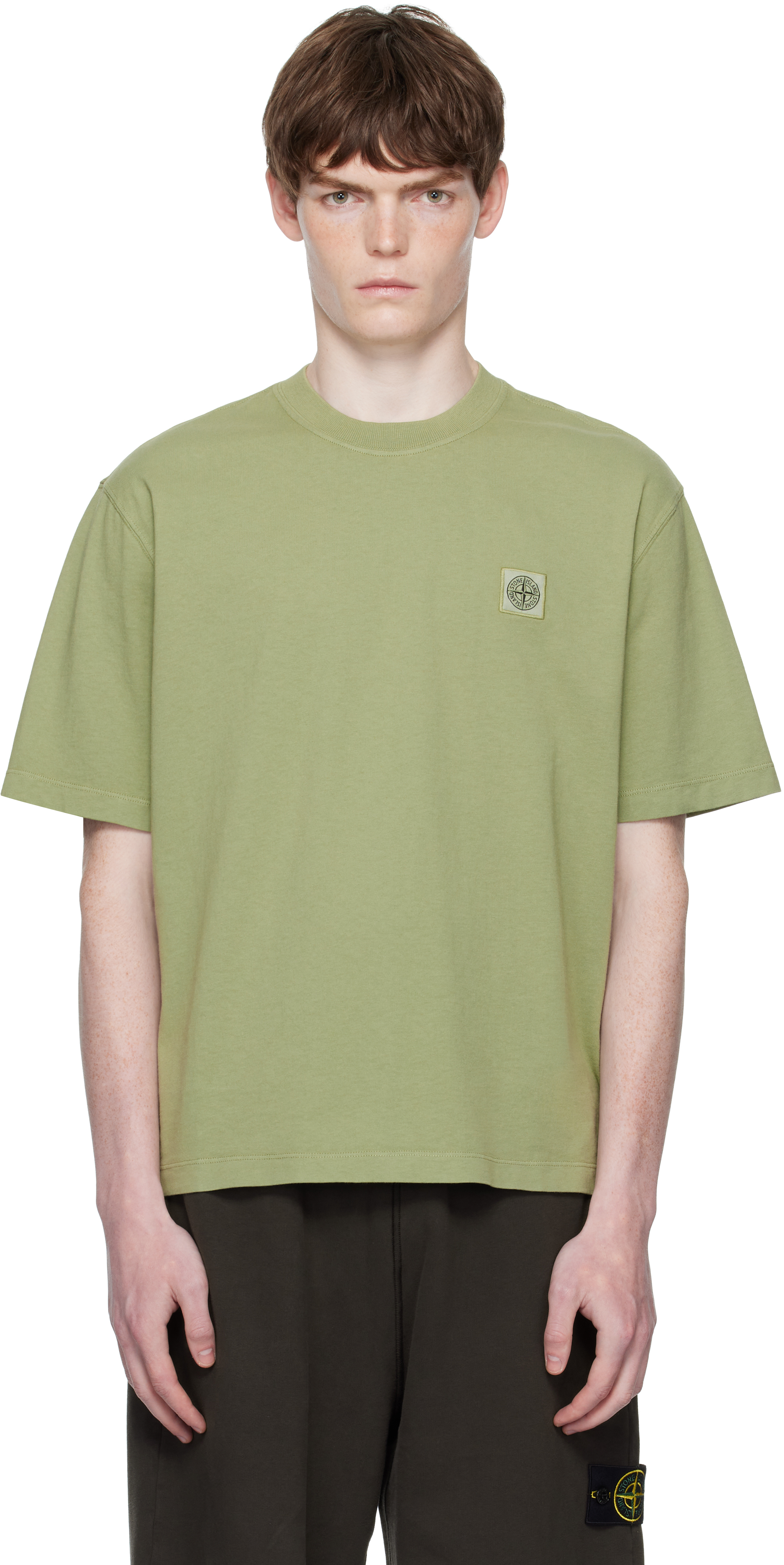 W*】様 STONE  オリーブグリーン Tシャツ Green 2100025 Combed Organic Cotton Jersey T-shirt by Stone Island