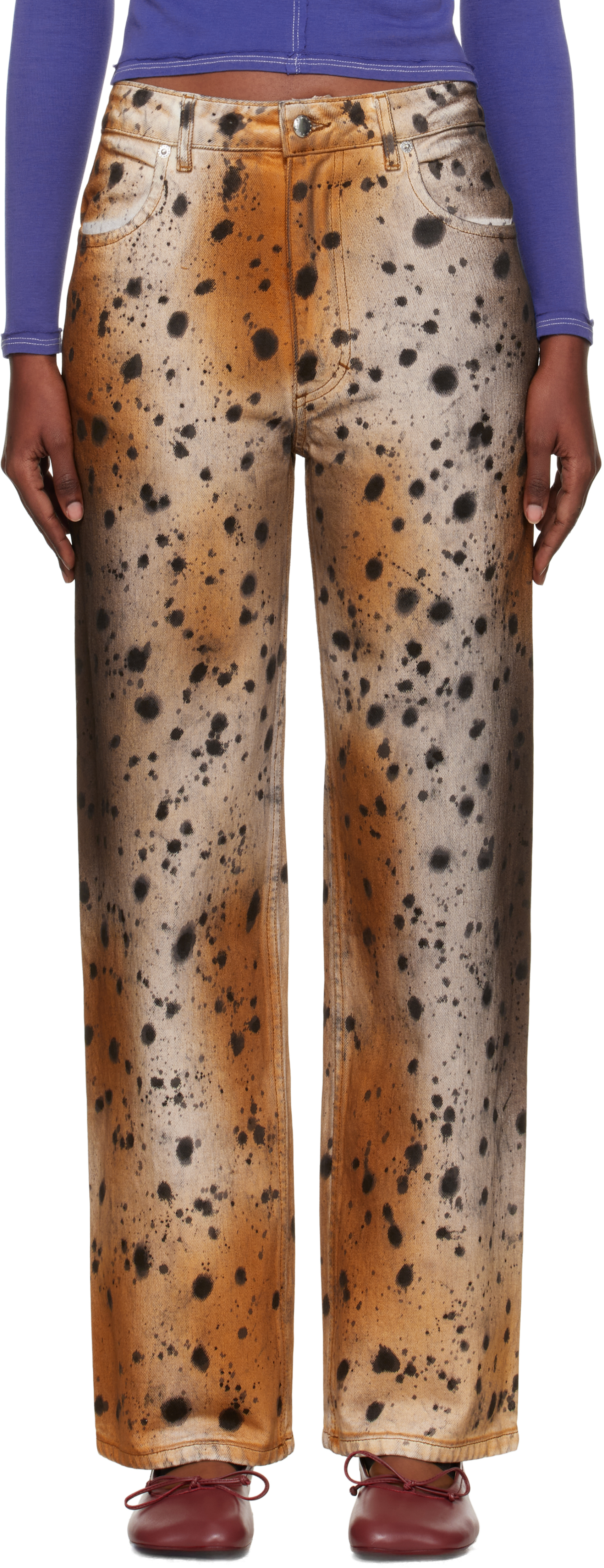 Eckhaus Latta Tan & Beige Wide Leg Jeans In Multi