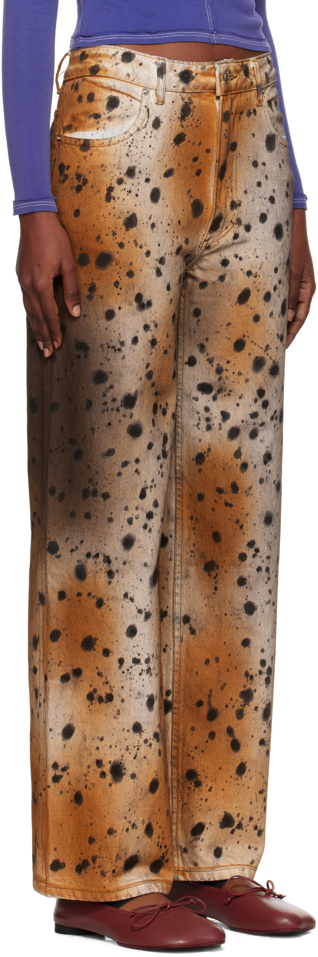 Eckhaus Latta Tan & Beige Wide Leg Jeans In Multi