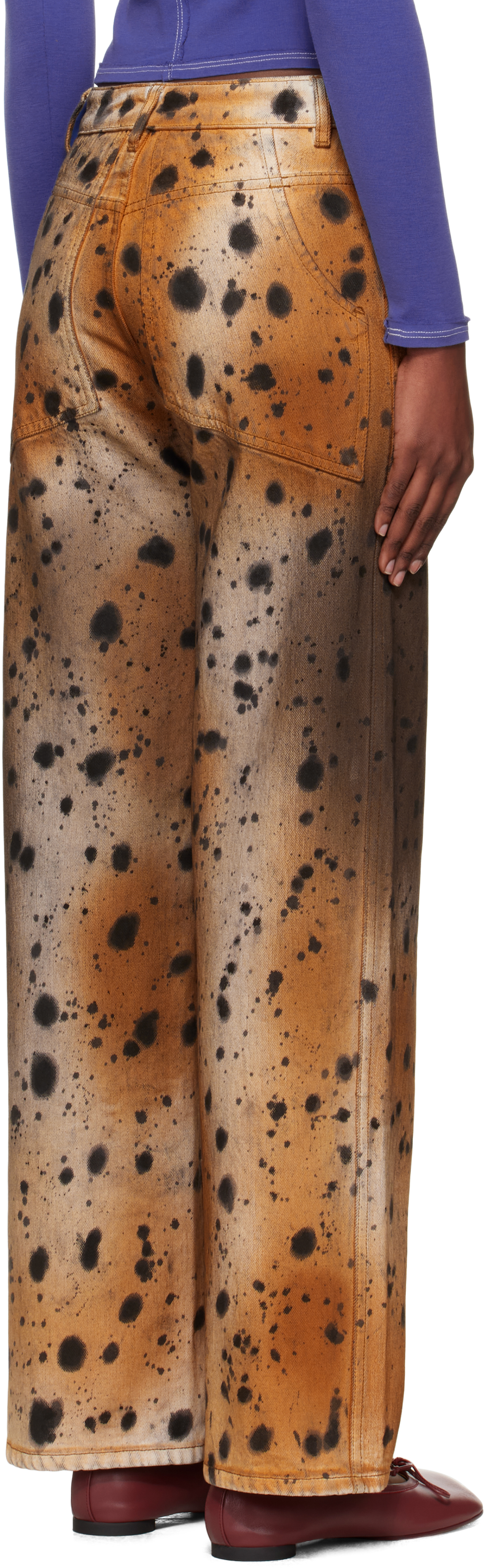 Eckhaus Latta Tan & Beige Wide Leg Jeans In Multi