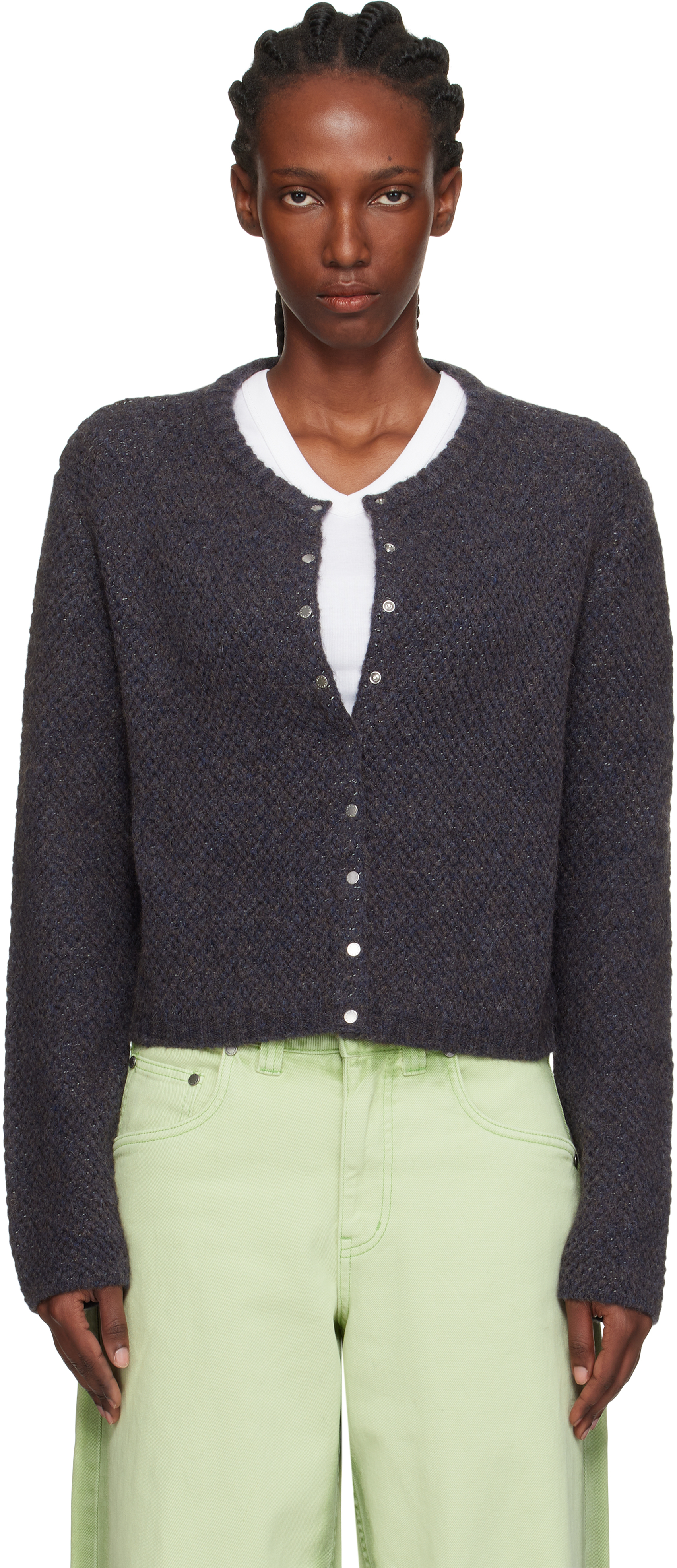 Gray Yak Snap Cardigan by Eckhaus Latta on Sale