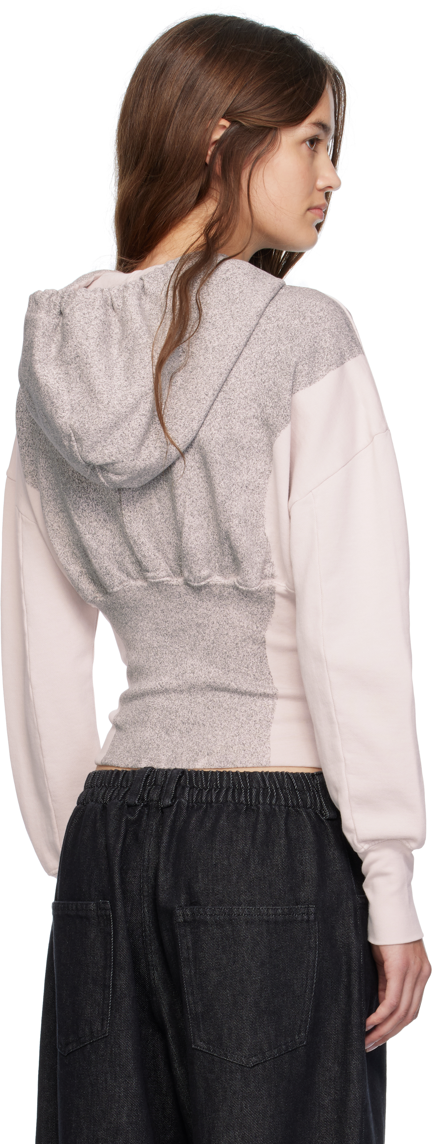 Eckhaus Latta White & Gray Snatched Hoodie In Gray