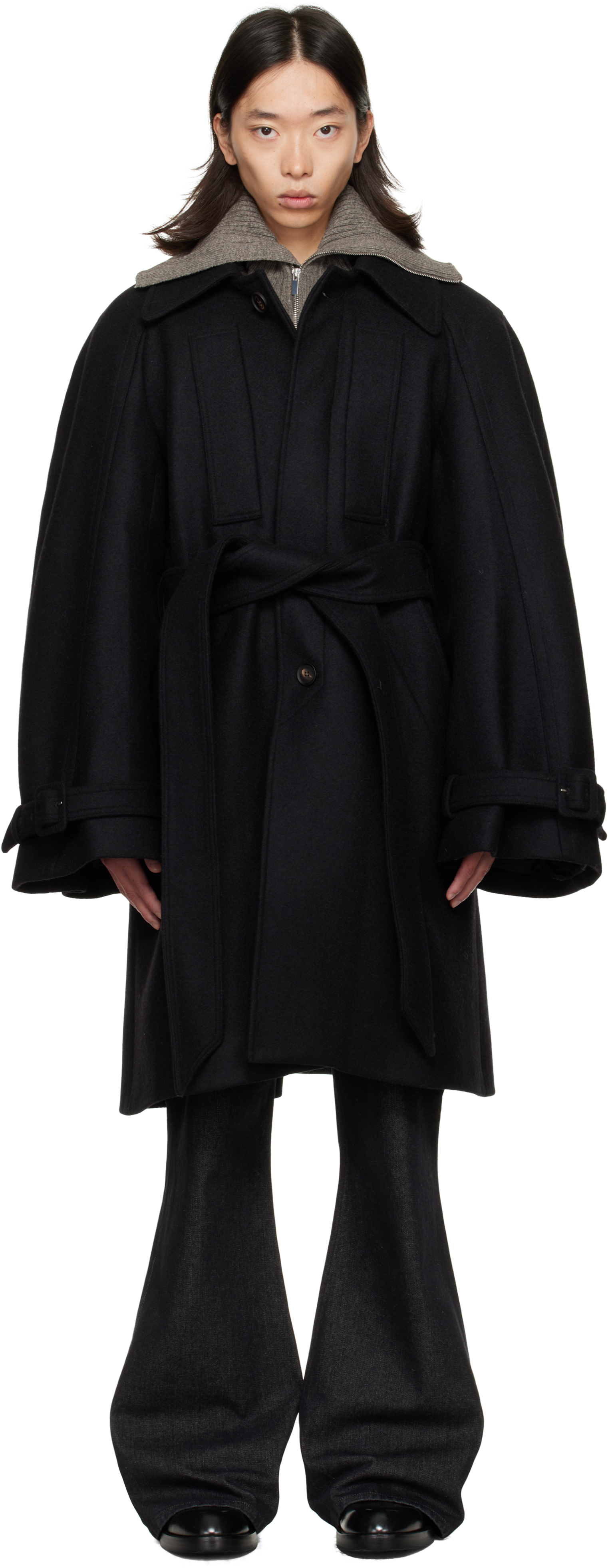 Egonlab Raglan Sleeve Coat In Black