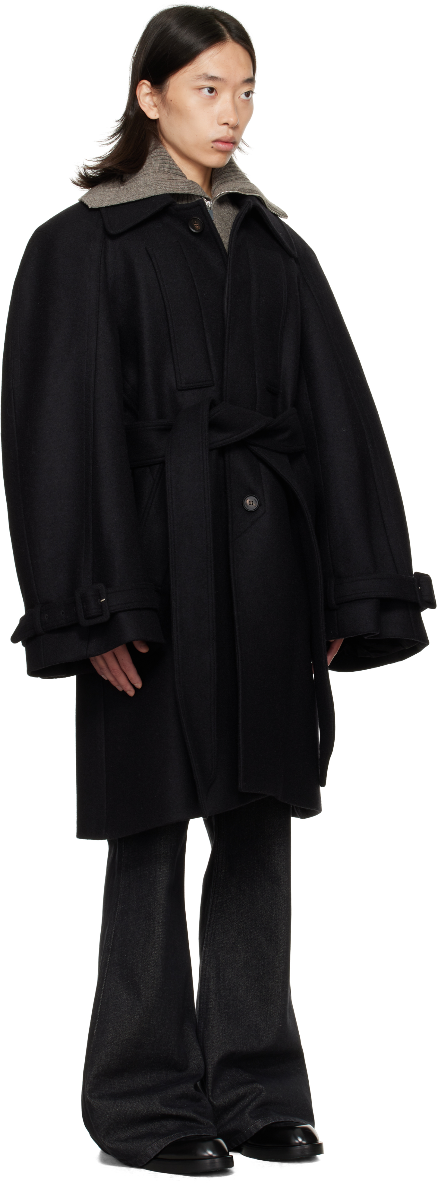 Egonlab Raglan Sleeve Coat In Black