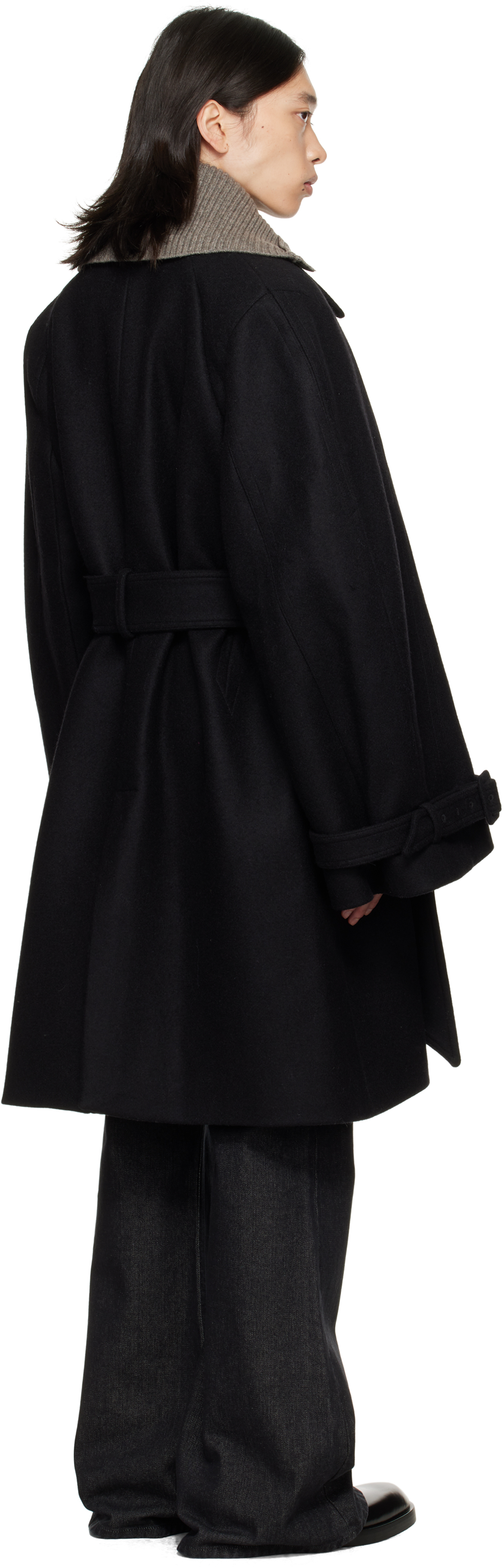 Egonlab Raglan Sleeve Coat In Black