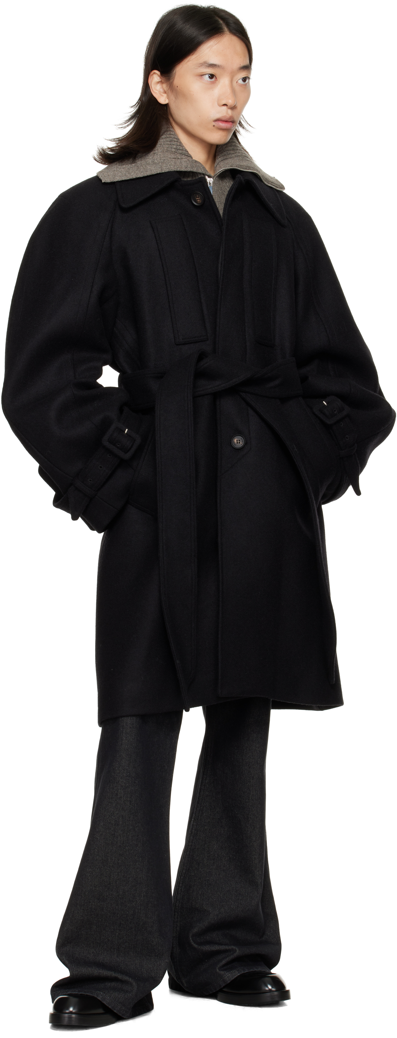 Egonlab Raglan Sleeve Coat In Black