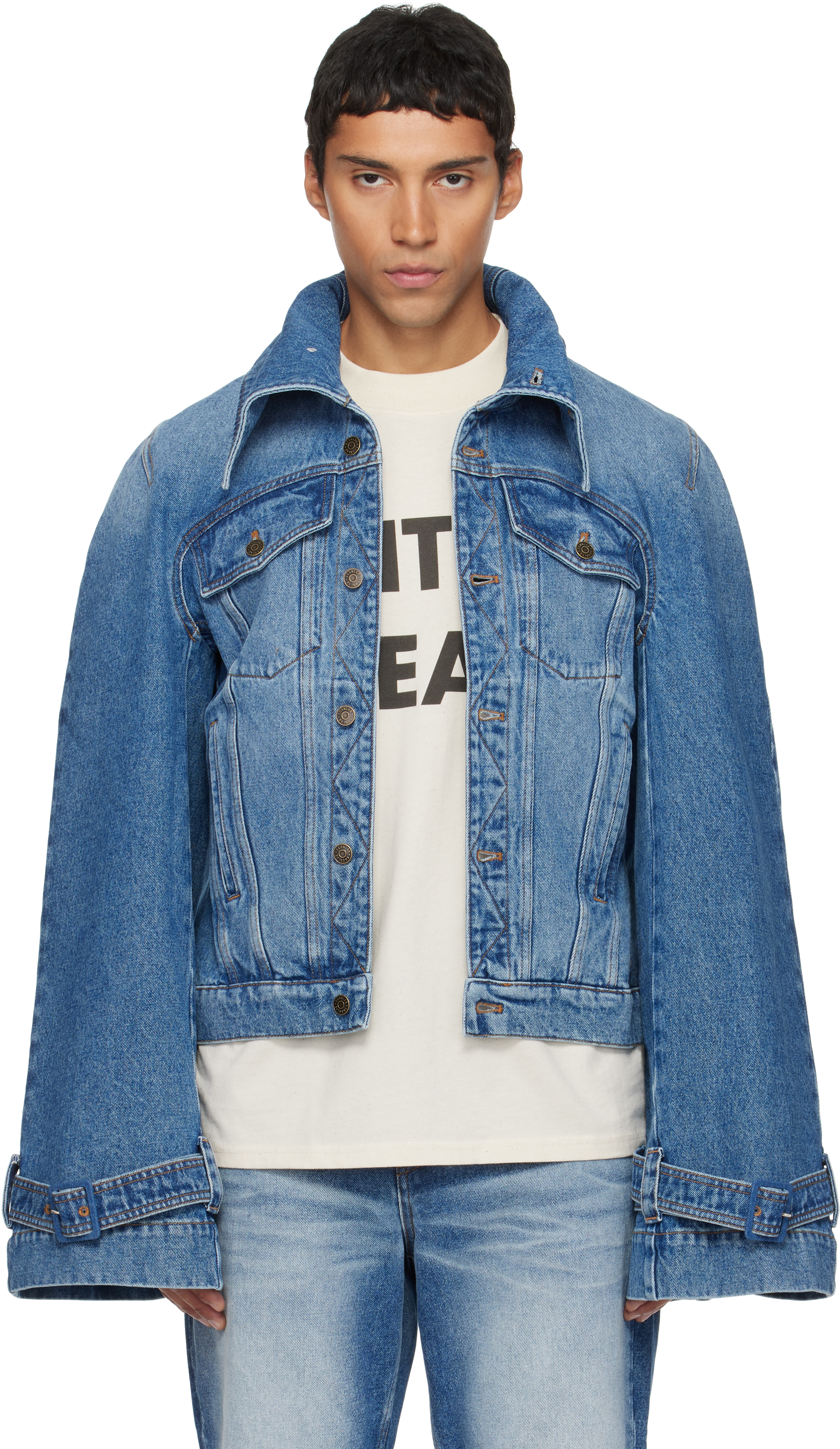 ジャケット・アウター egon lab 24FW denim jacket Blue Wrapped Denim Jacket by EGONlab on Sale