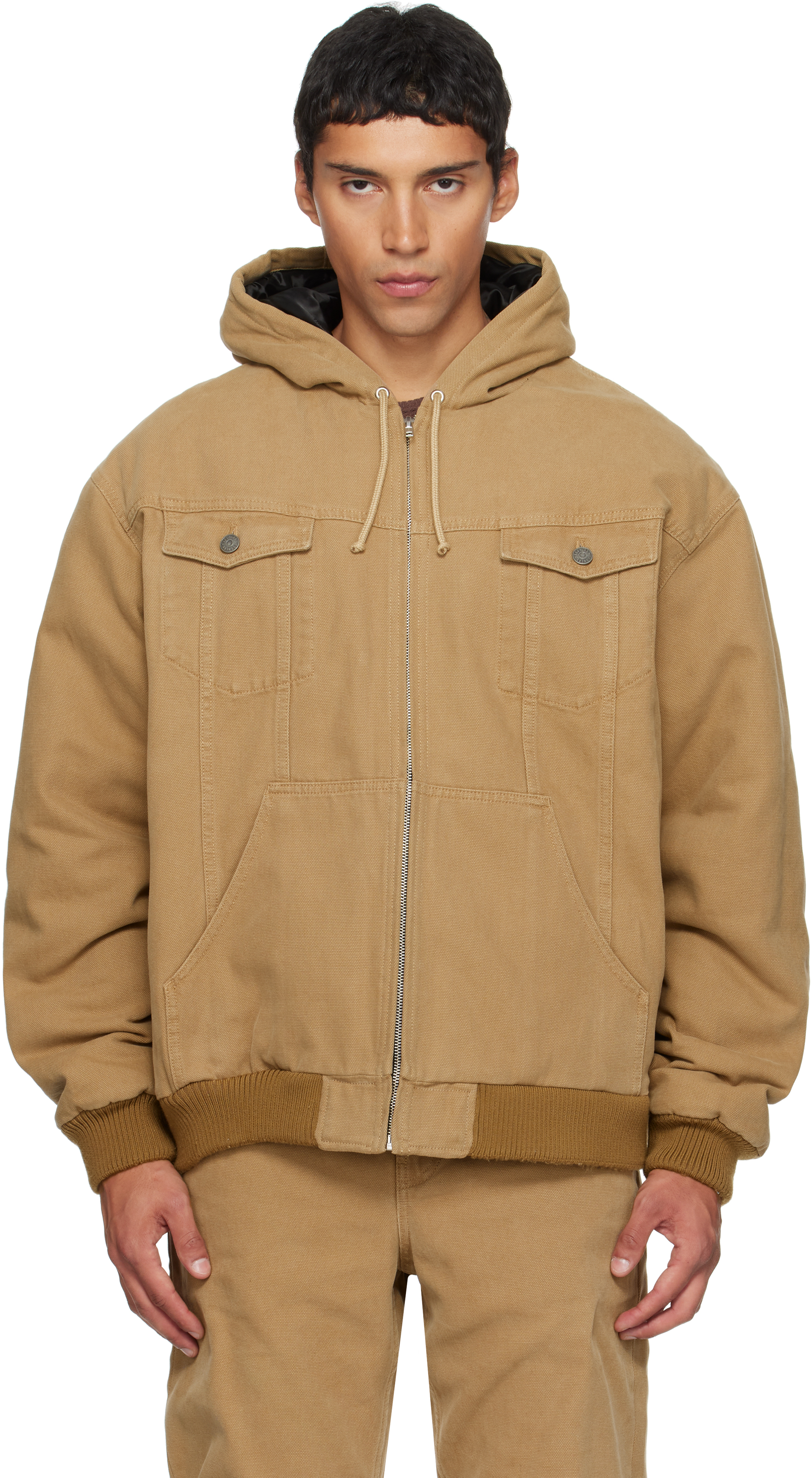 Egonlab Beige Hooded Jacket In Brown