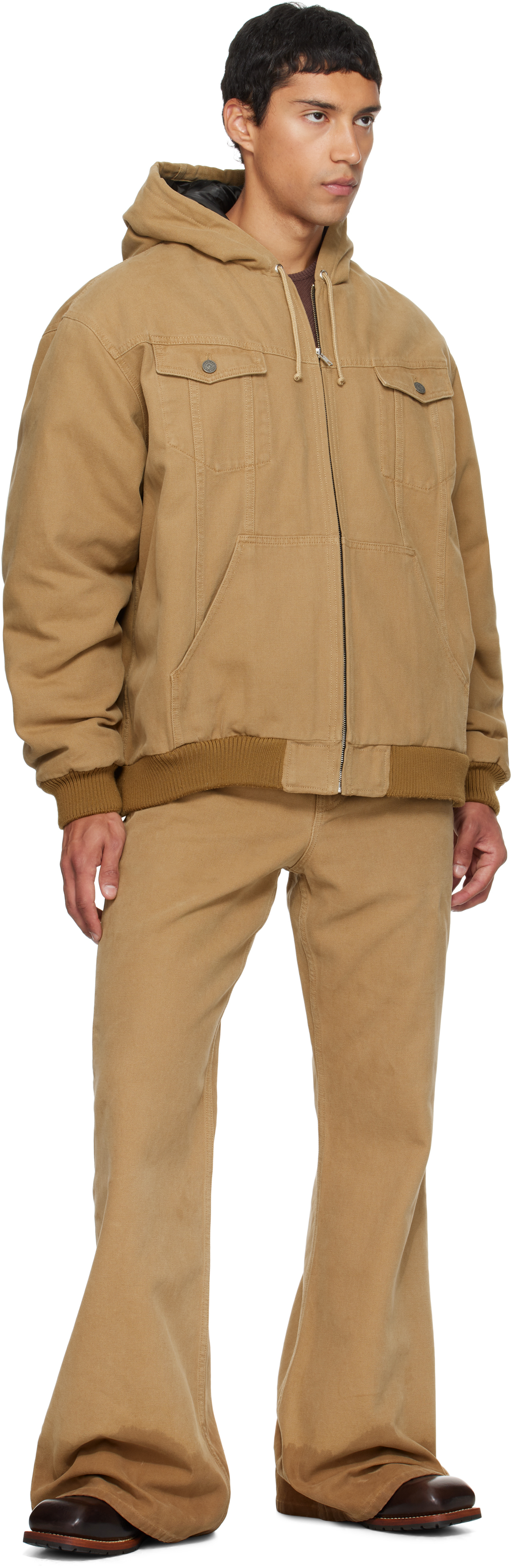 Egonlab Beige Hooded Jacket In Brown