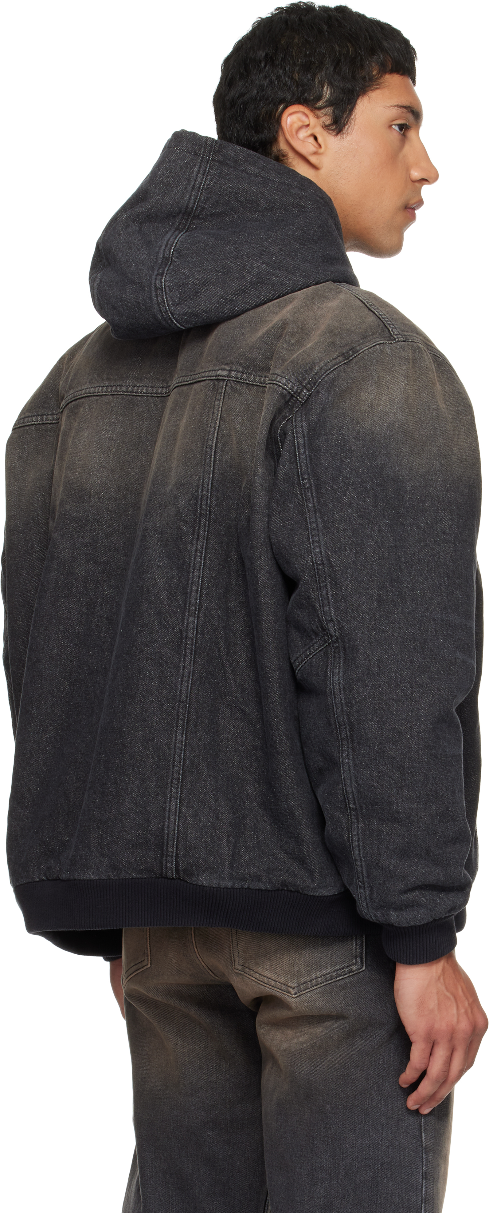 Egonlab Black & Brown Hooded Denim Jacket In Black