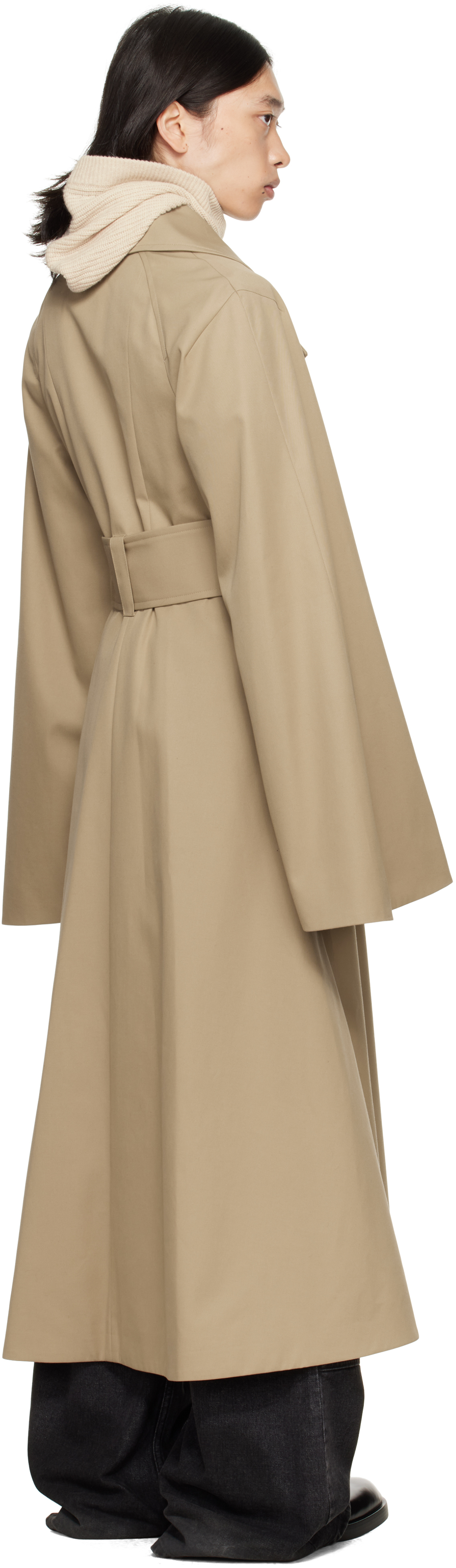 Egonlab Beige Belted Trench Coat In Brown