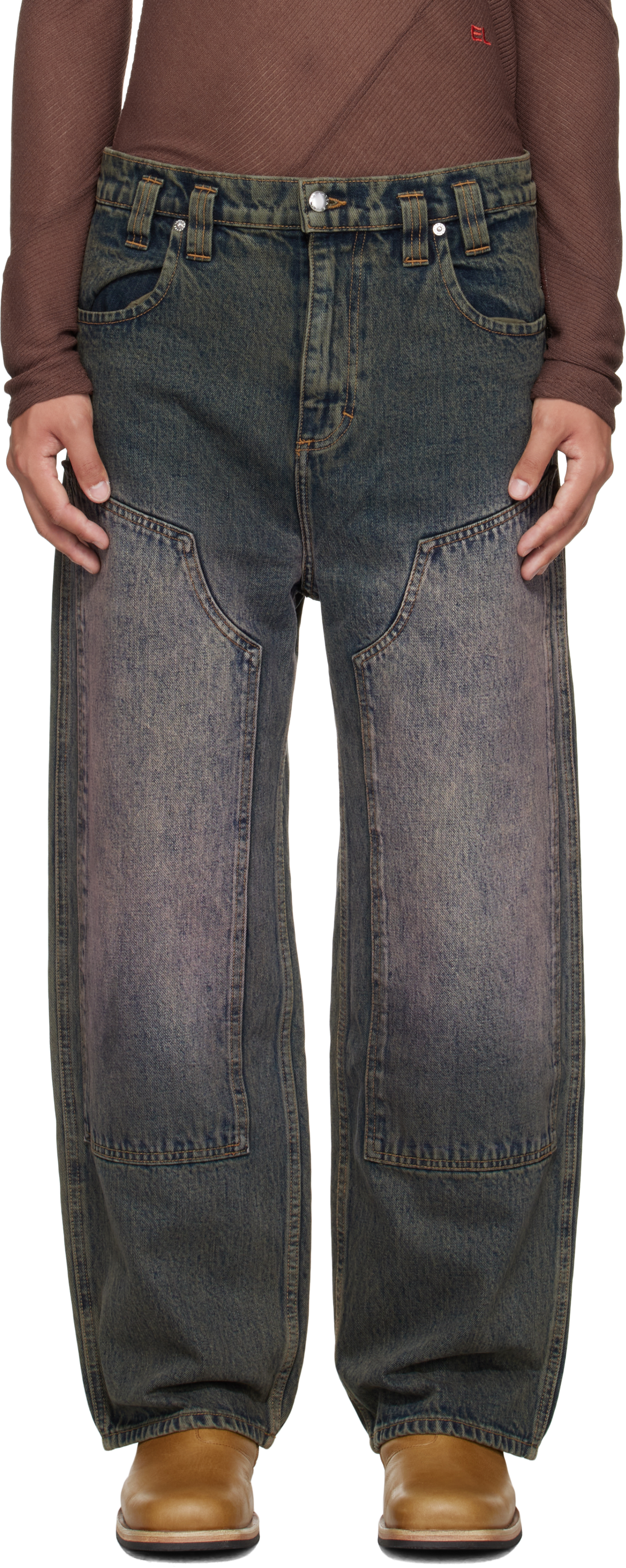 【関税込み】Eckhaus Latta ブルー Bend ジーンズ Eckhaus Latta: Blue Bend Jeans | SSENSE