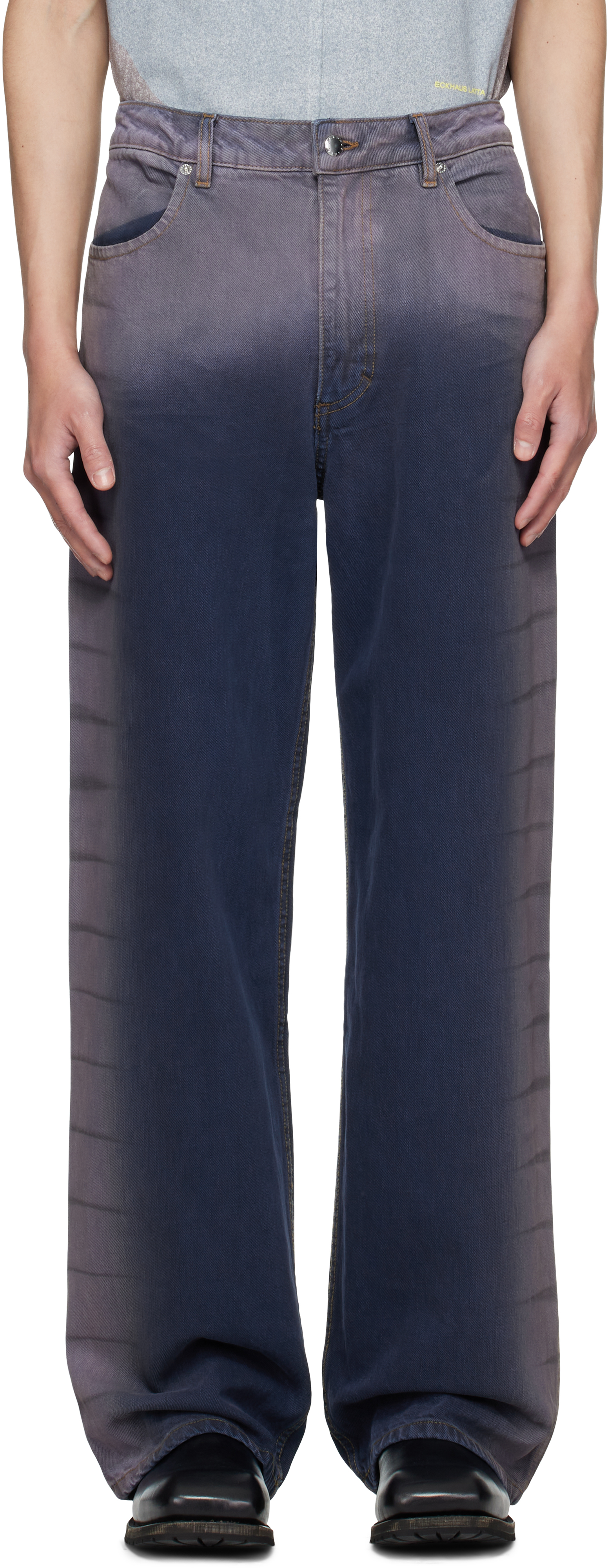 Eckhaus Latta Blue & Purple Wide-leg Jeans In Multi