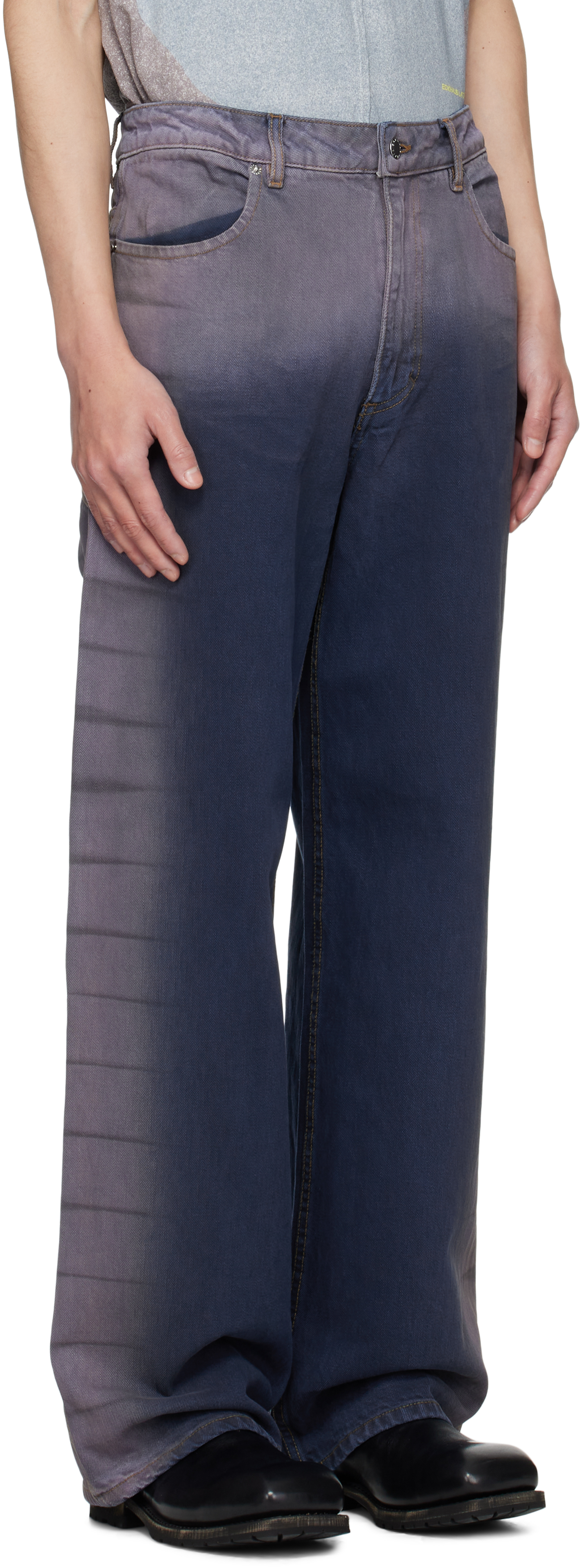 Eckhaus Latta Blue & Purple Wide-leg Jeans In Multi