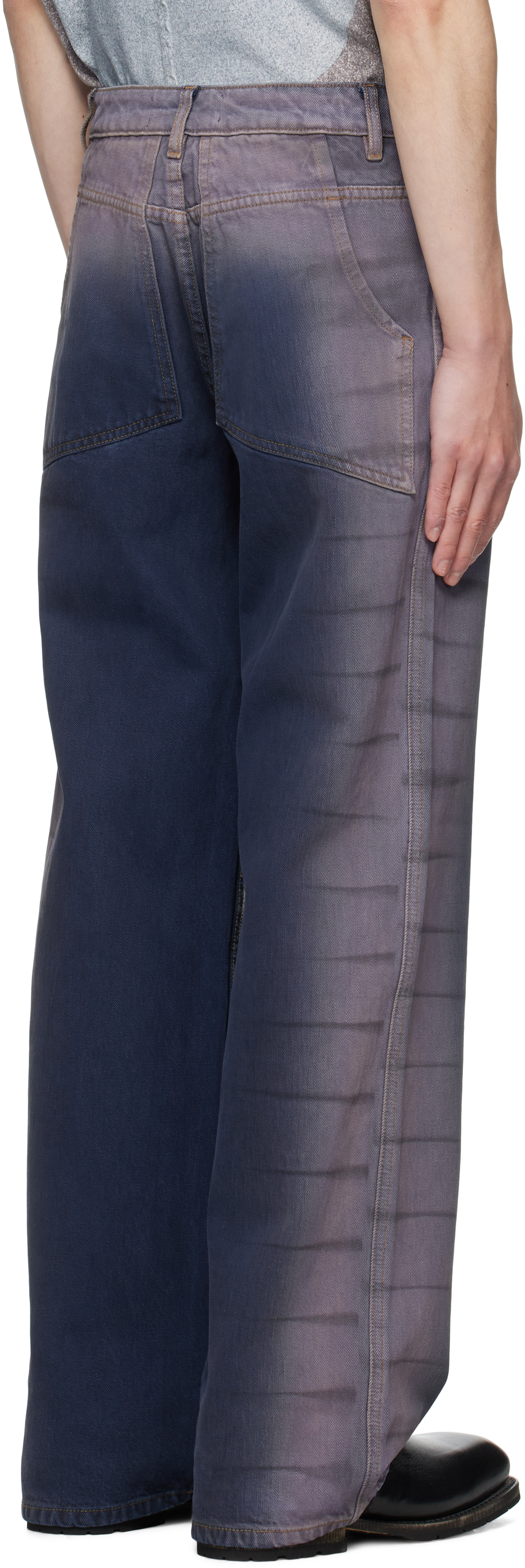 Eckhaus Latta Blue & Purple Wide-leg Jeans In Multi