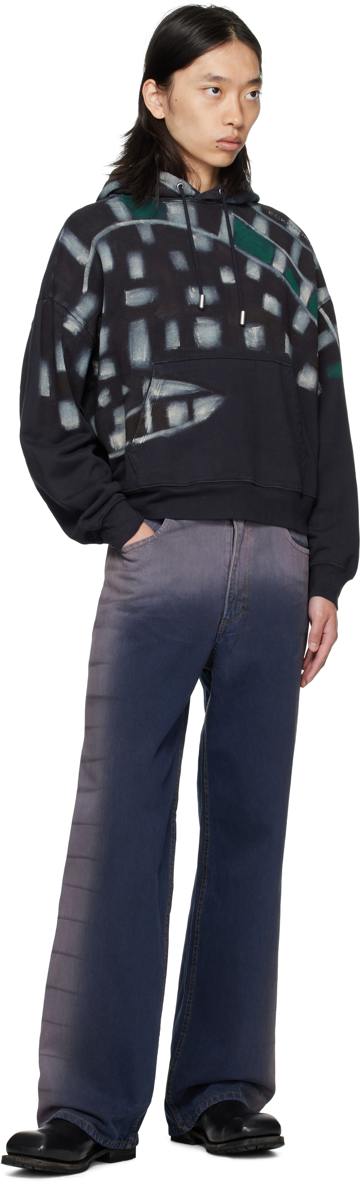Eckhaus Latta Blue & Purple Wide-leg Jeans In Multi