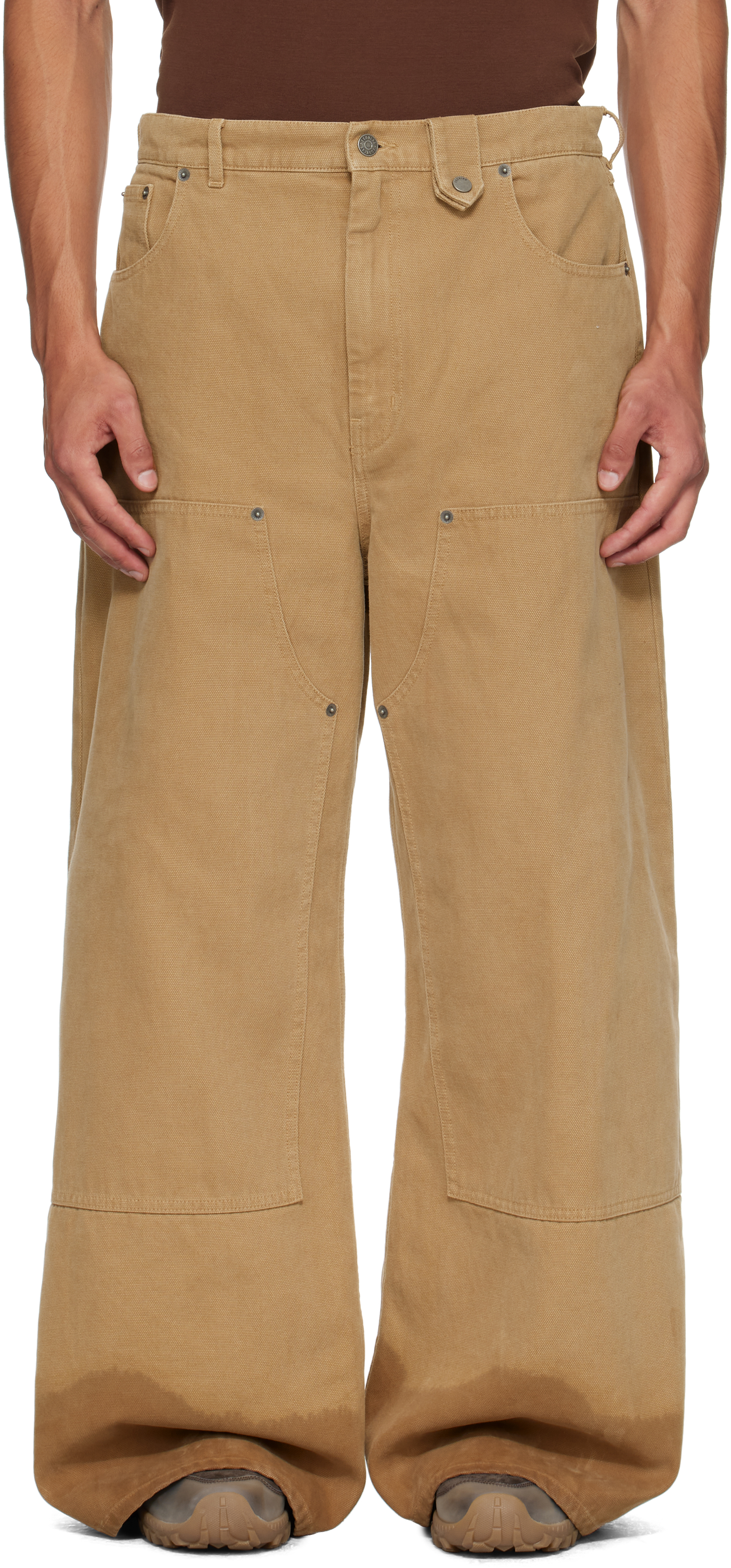 Egonlab Beige Samy Wide Leg Jeans In Orange