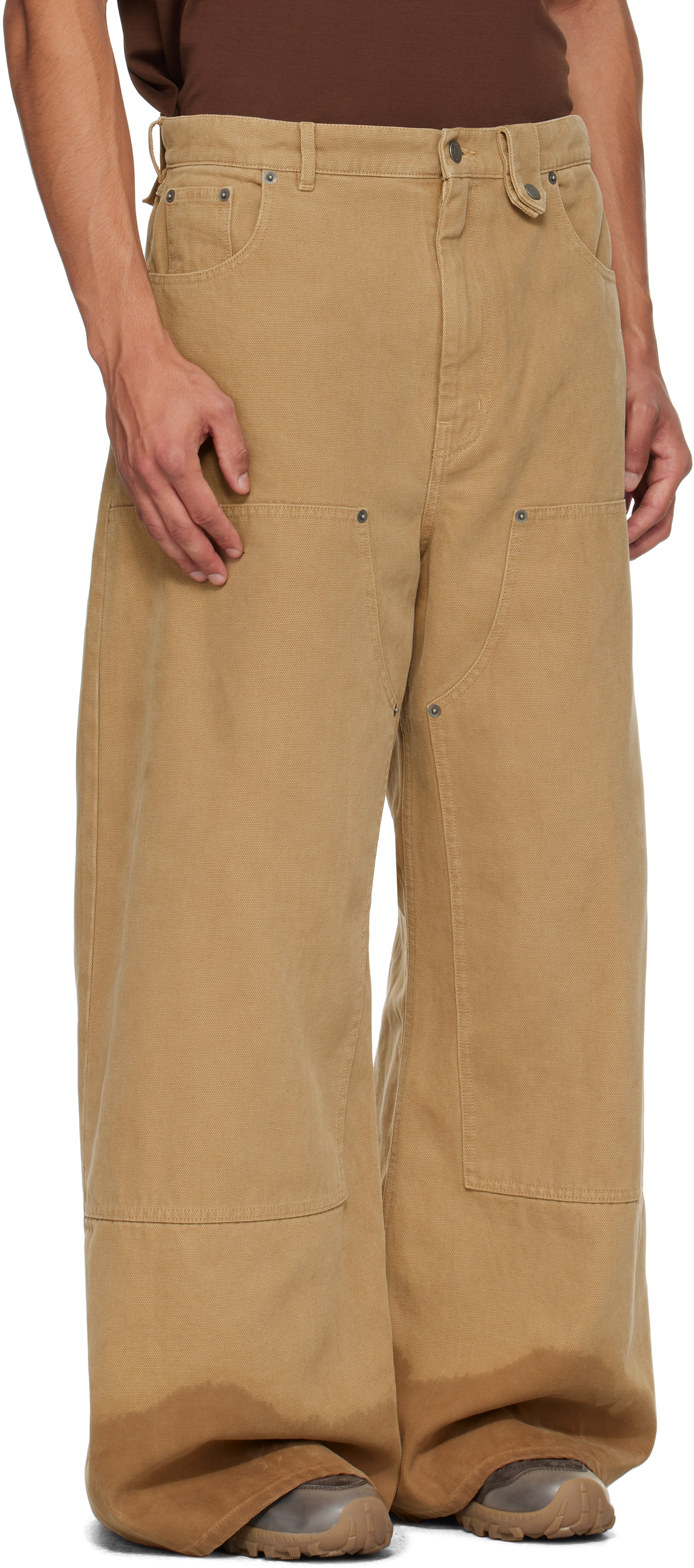 Egonlab Beige Samy Wide Leg Jeans In Orange