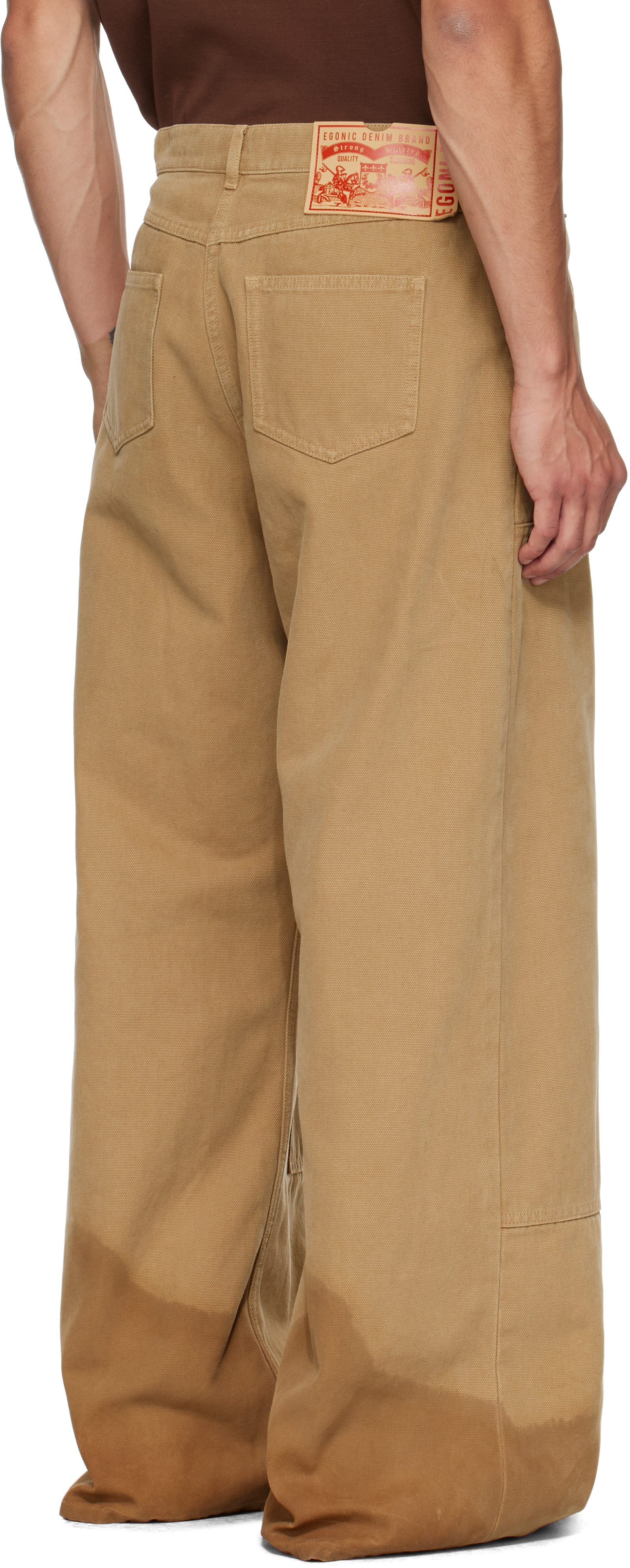 Egonlab Beige Samy Wide Leg Jeans In Orange