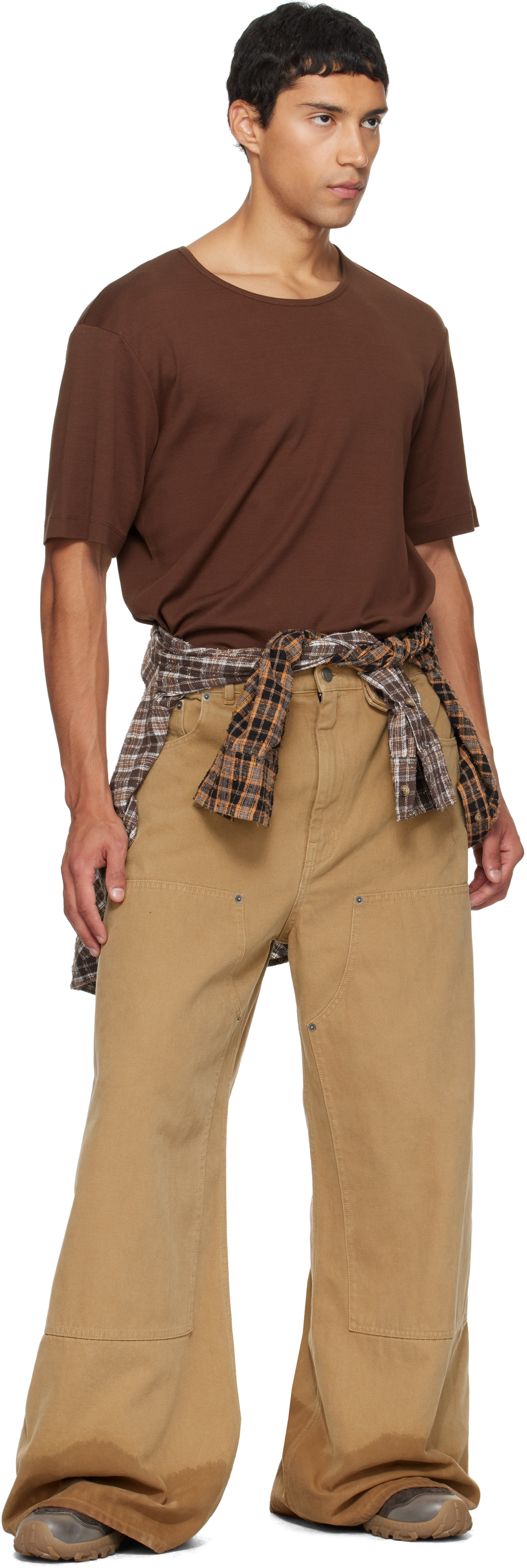 Egonlab Beige Samy Wide Leg Jeans In Orange