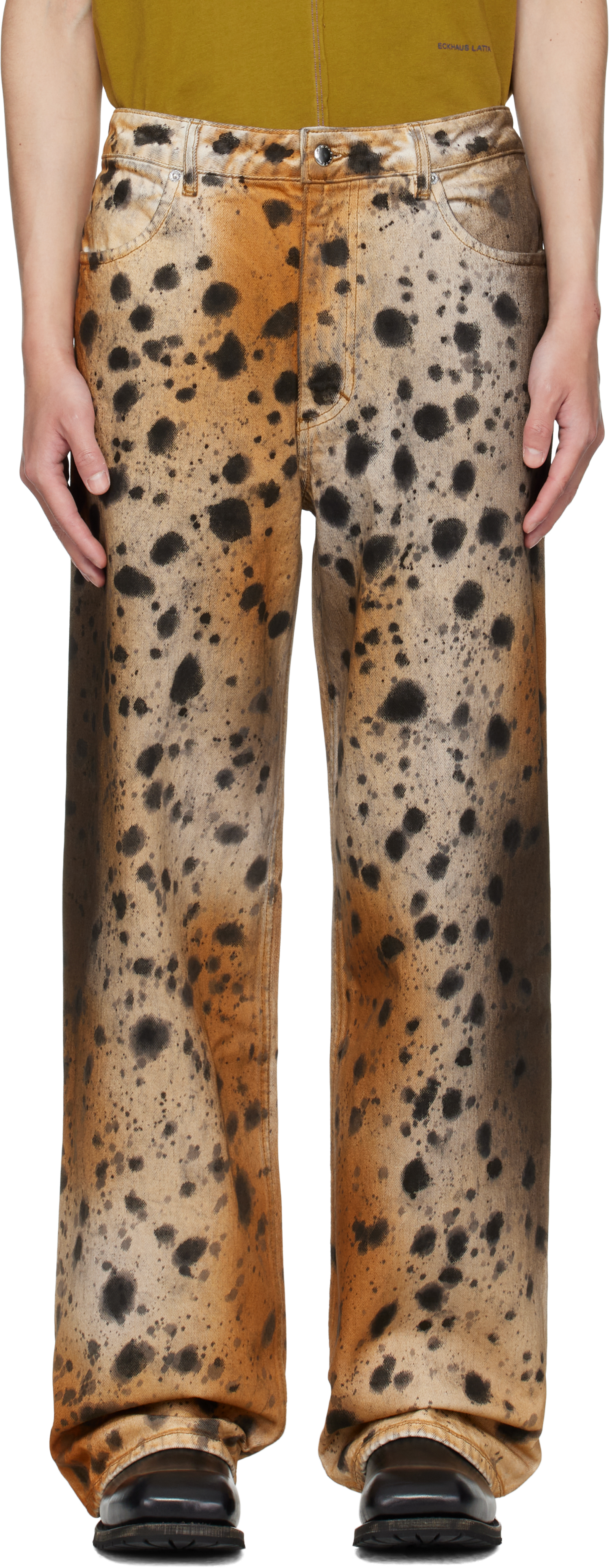 Eckhaus Latta Tan & Beige Wide Leg Jeans In Brown