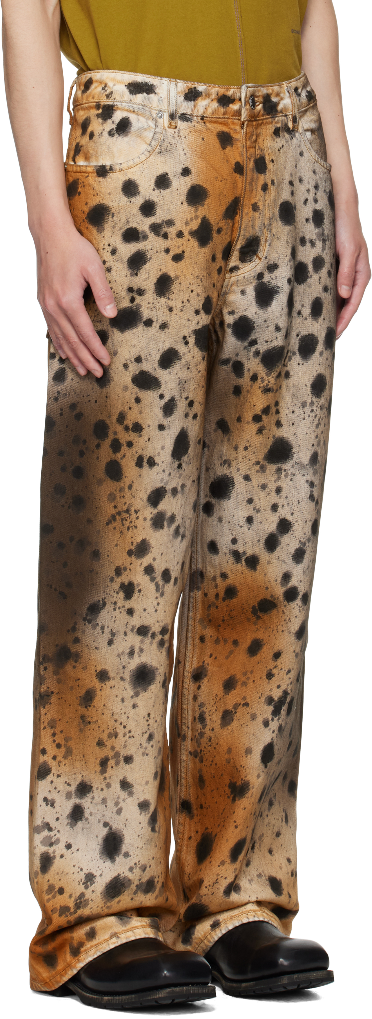 Eckhaus Latta Tan & Beige Wide Leg Jeans In Brown