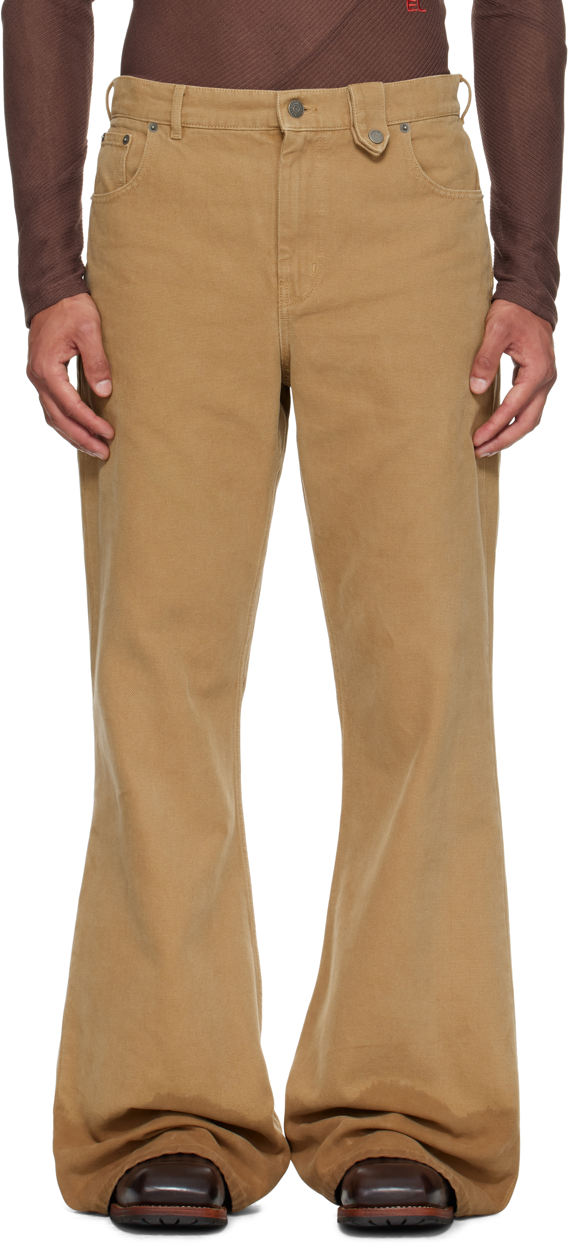 Egonlab Beige Samy Wide Leg Jeans In Nude