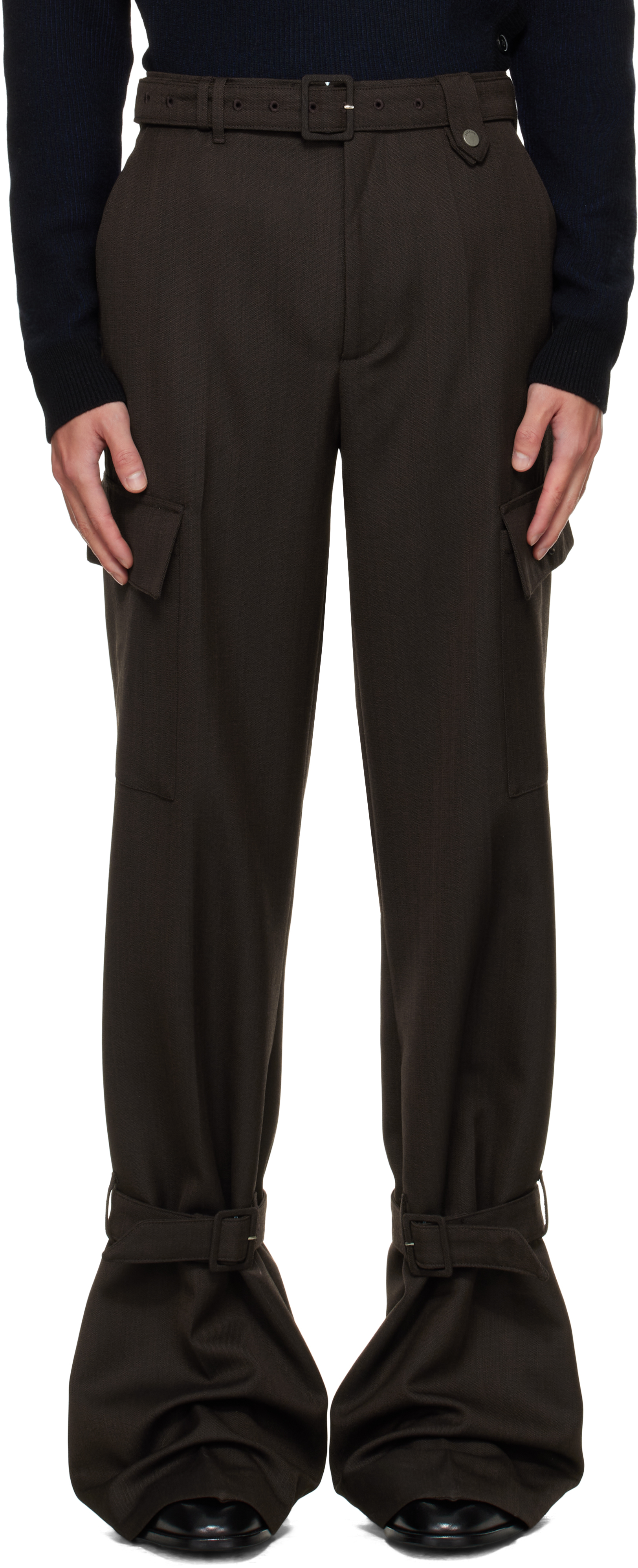 Egonlab Brown Belted Cargo Pants In Brown