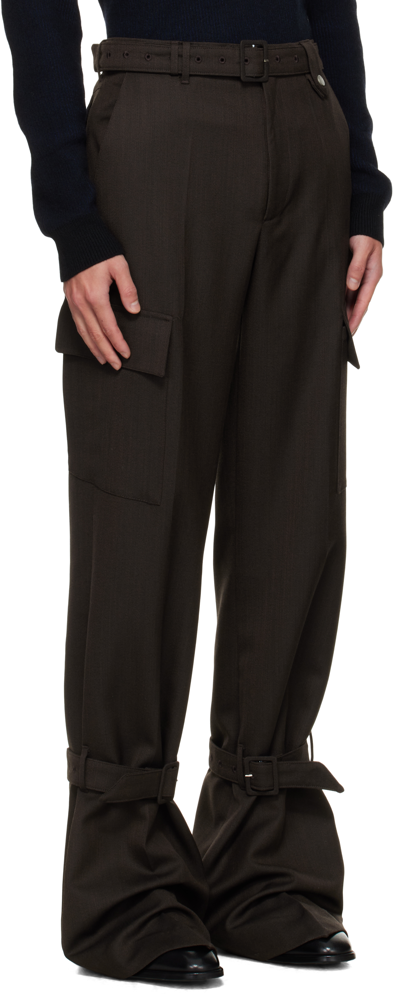 Egonlab Brown Belted Cargo Pants In Brown
