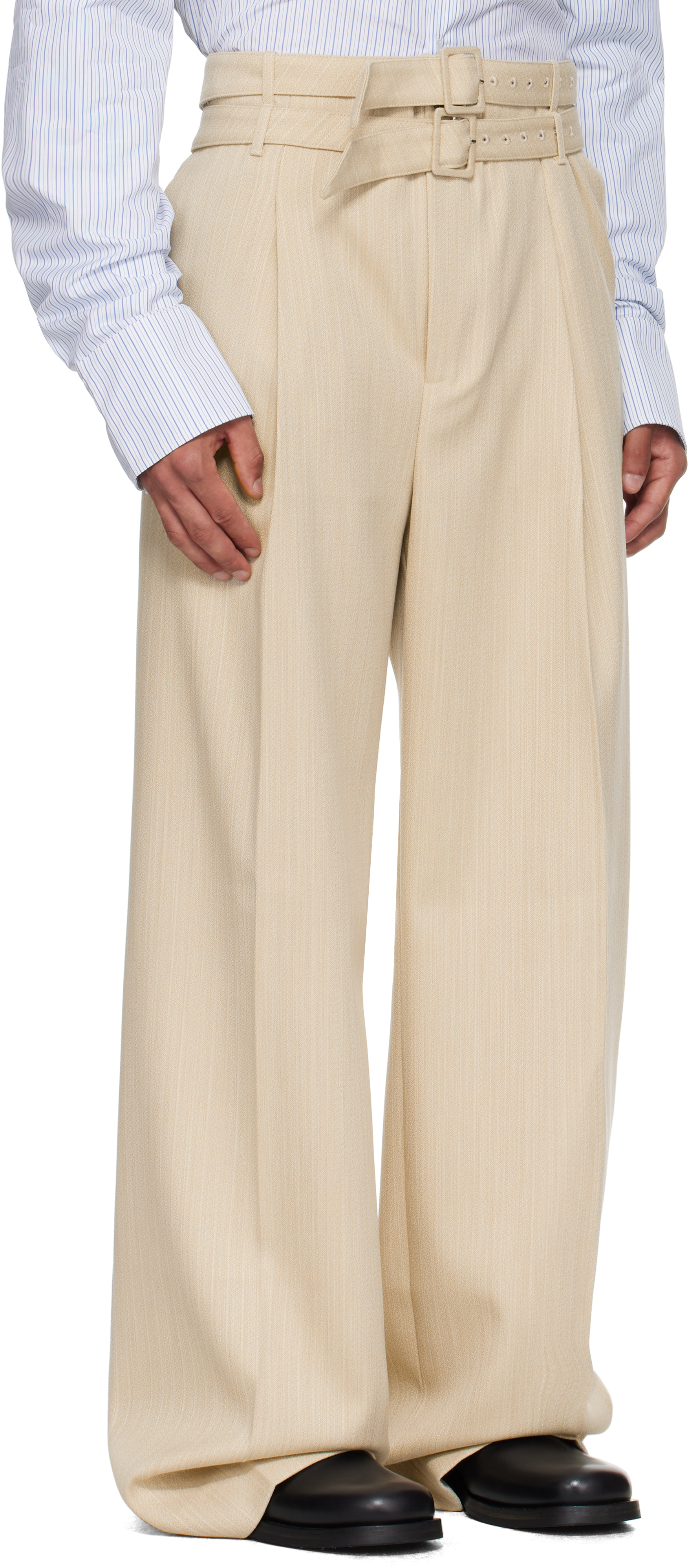 Egonlab Beige Pleated Trousers In Neutral