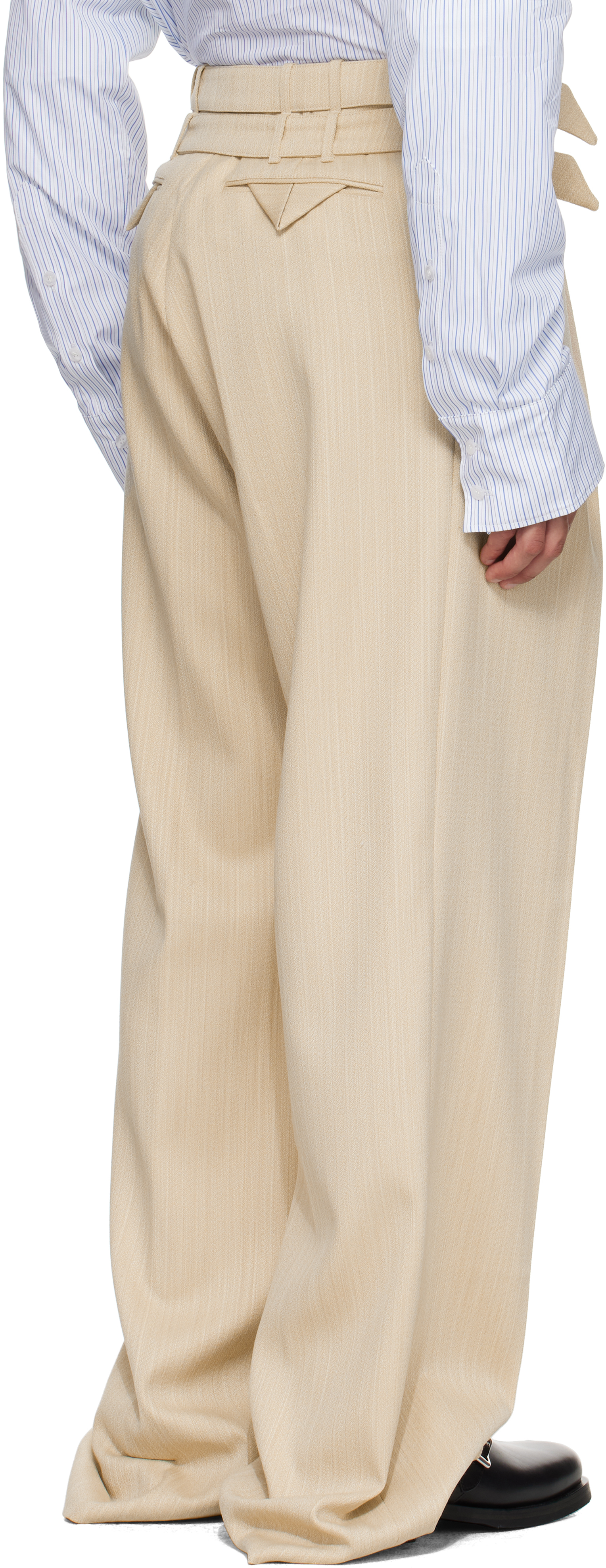 Egonlab Beige Pleated Trousers In Neutral