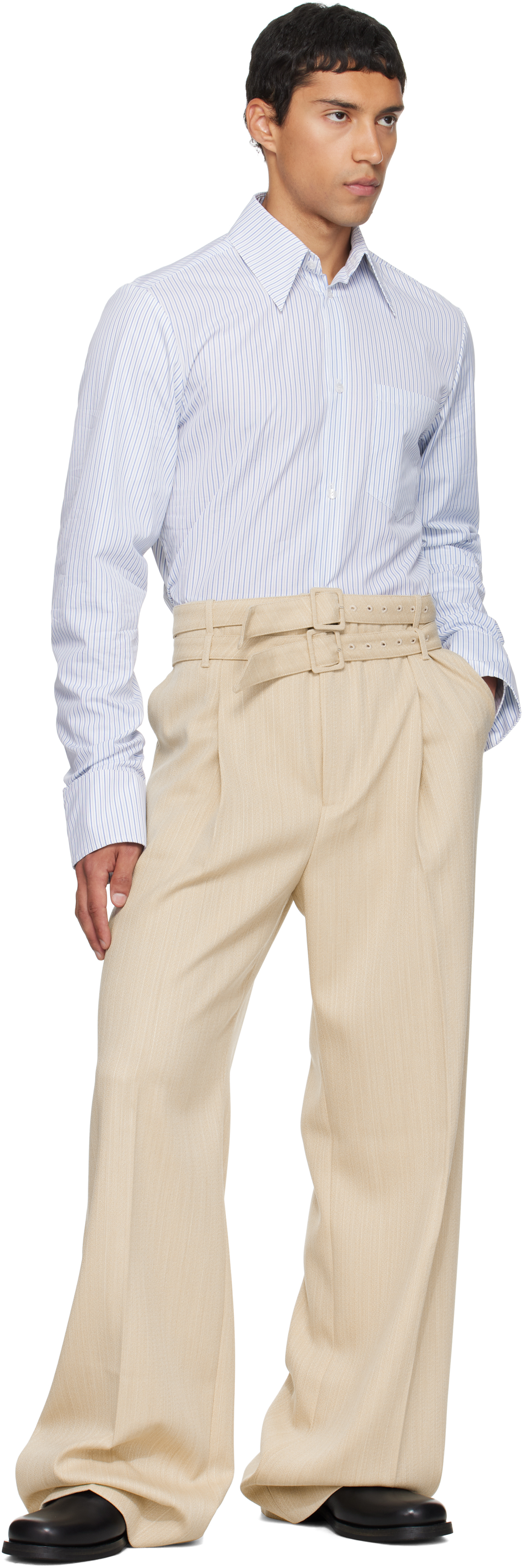 Egonlab Beige Pleated Trousers In Neutral