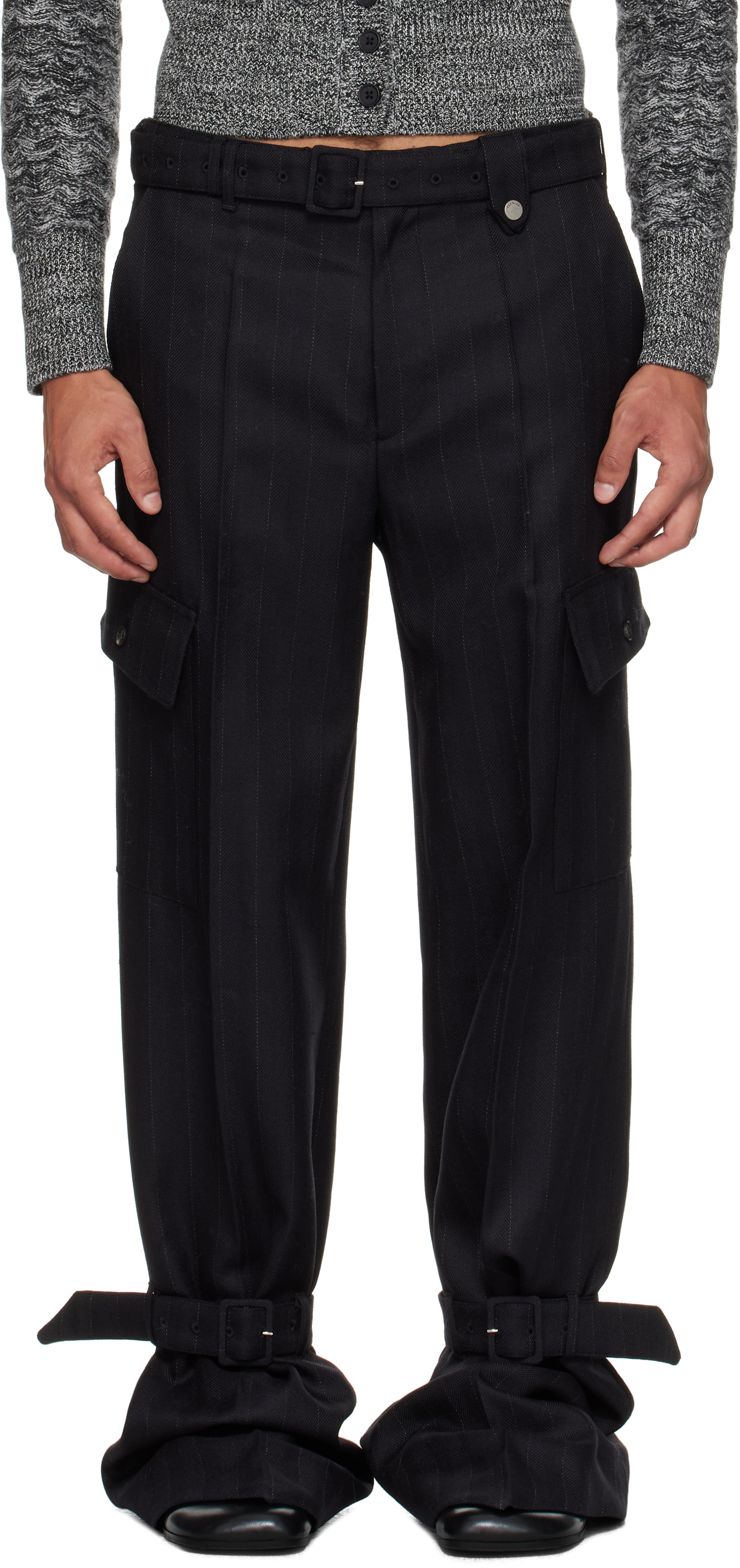 Egonlab Black Belted Cargo Pants In Black