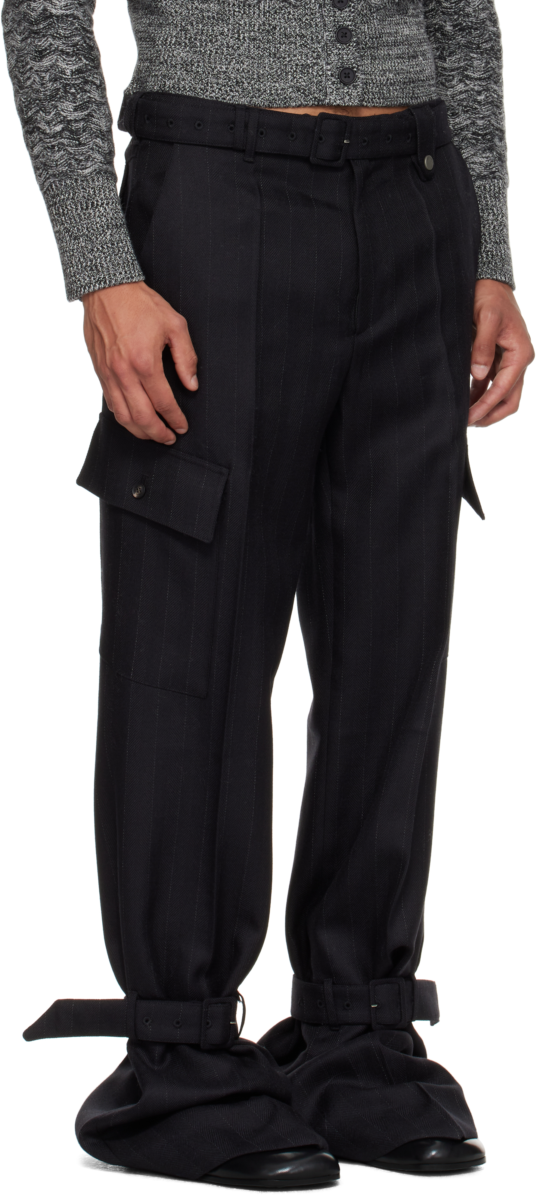 Egonlab Black Belted Cargo Pants In Black